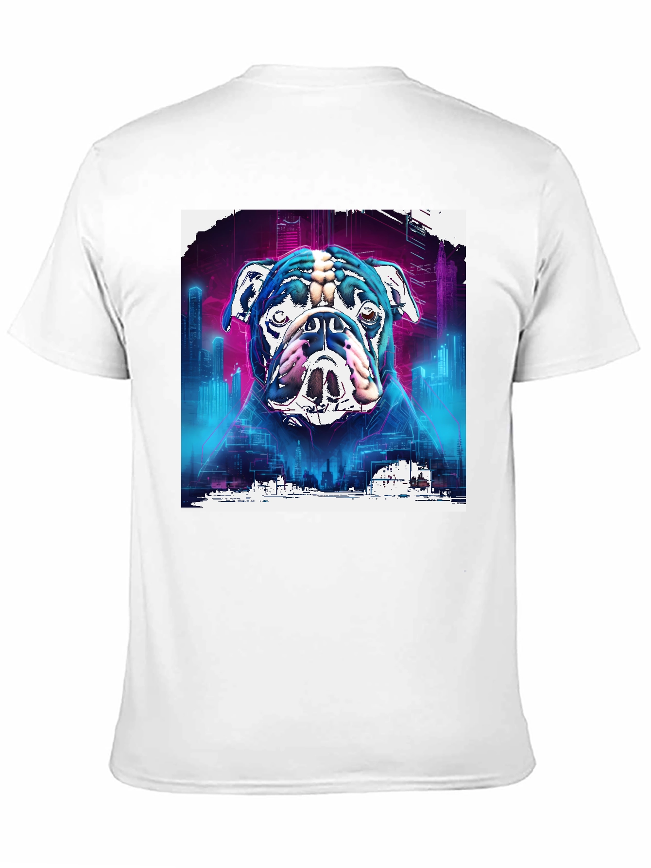 Cyberpunk Bulldog Graphic Tee - Mens Black T-Shirt