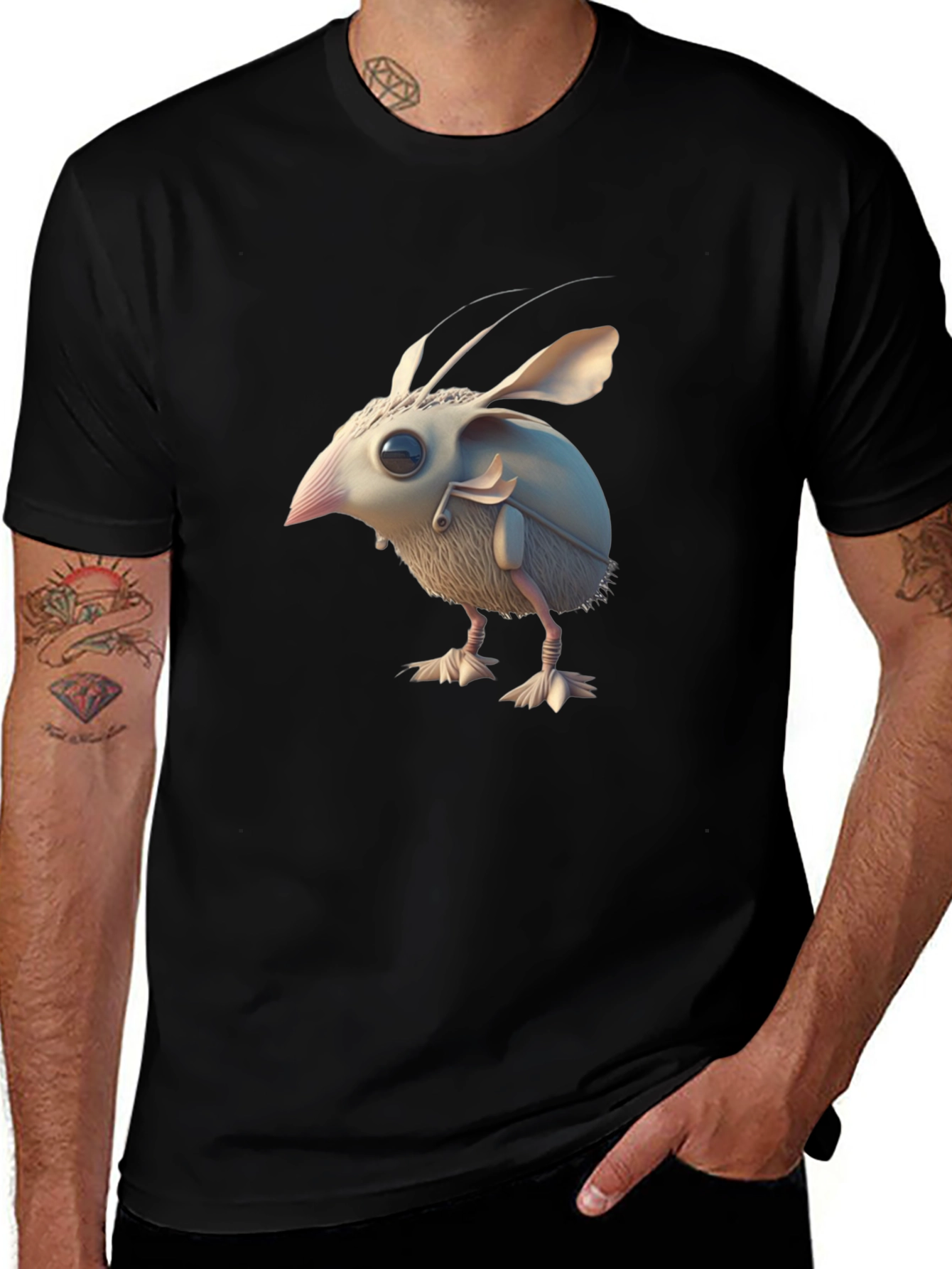 Novelty Creature Graphic Black T-Shirt