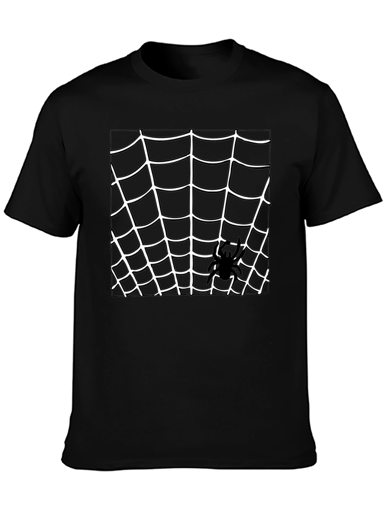 Spider Web Graphic Tee - Black Cotton T-Shirt
