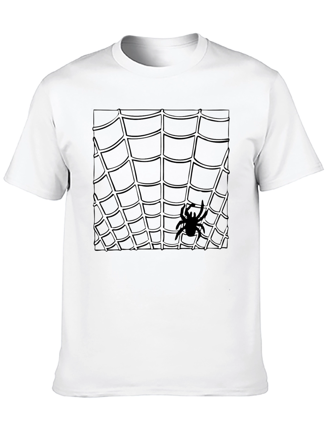 Spider Web Graphic Tee - Black Cotton T-Shirt