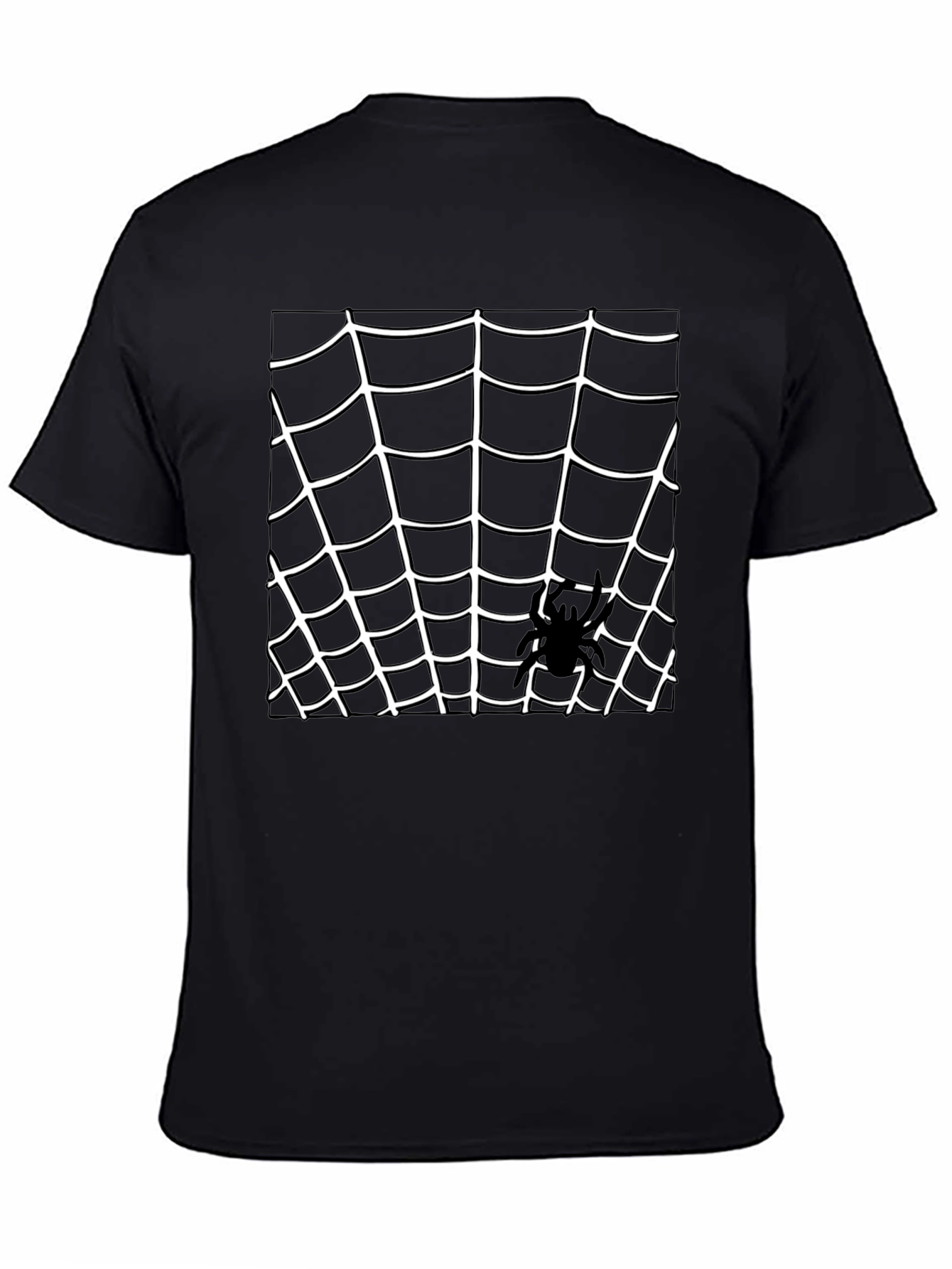 Spider Web Graphic Tee - Black Cotton T-Shirt