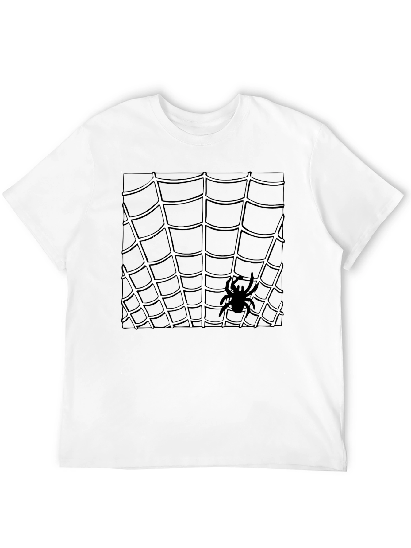 Spider Web Graphic Tee - Black Cotton T-Shirt
