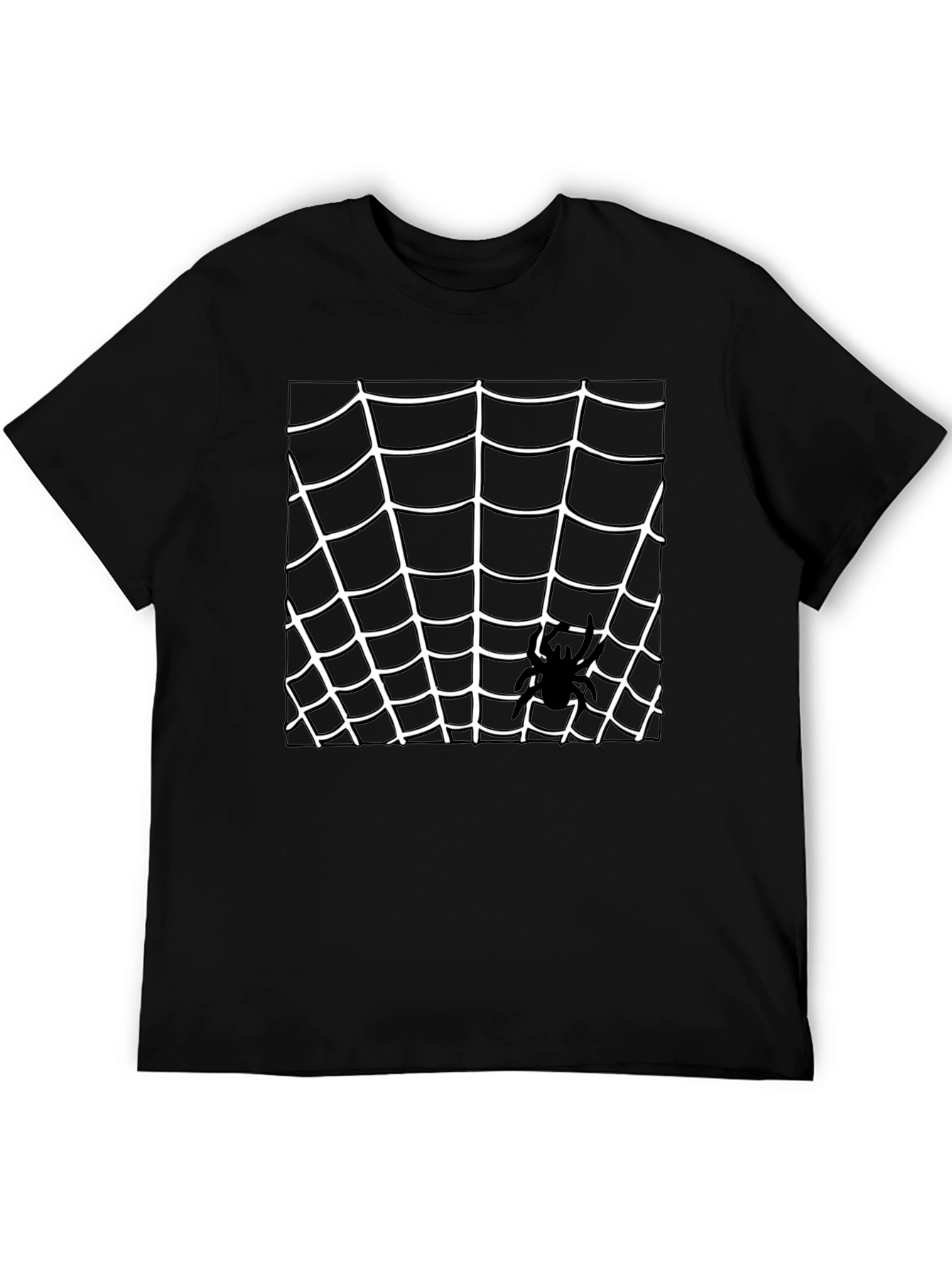 Spider Web Graphic Tee - Black Cotton T-Shirt