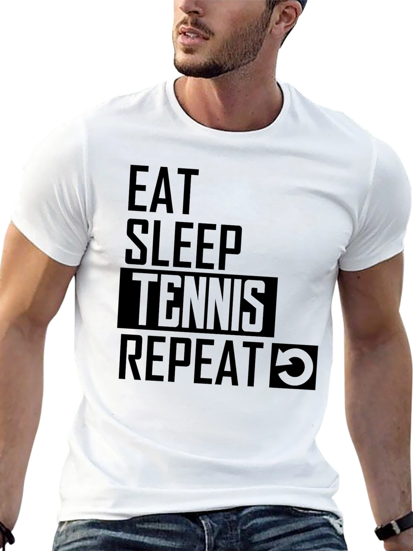 Eat Sleep Tennis Repeat Black T-Shirt