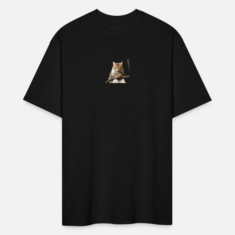 A adorable cat feline gracefully on a tree