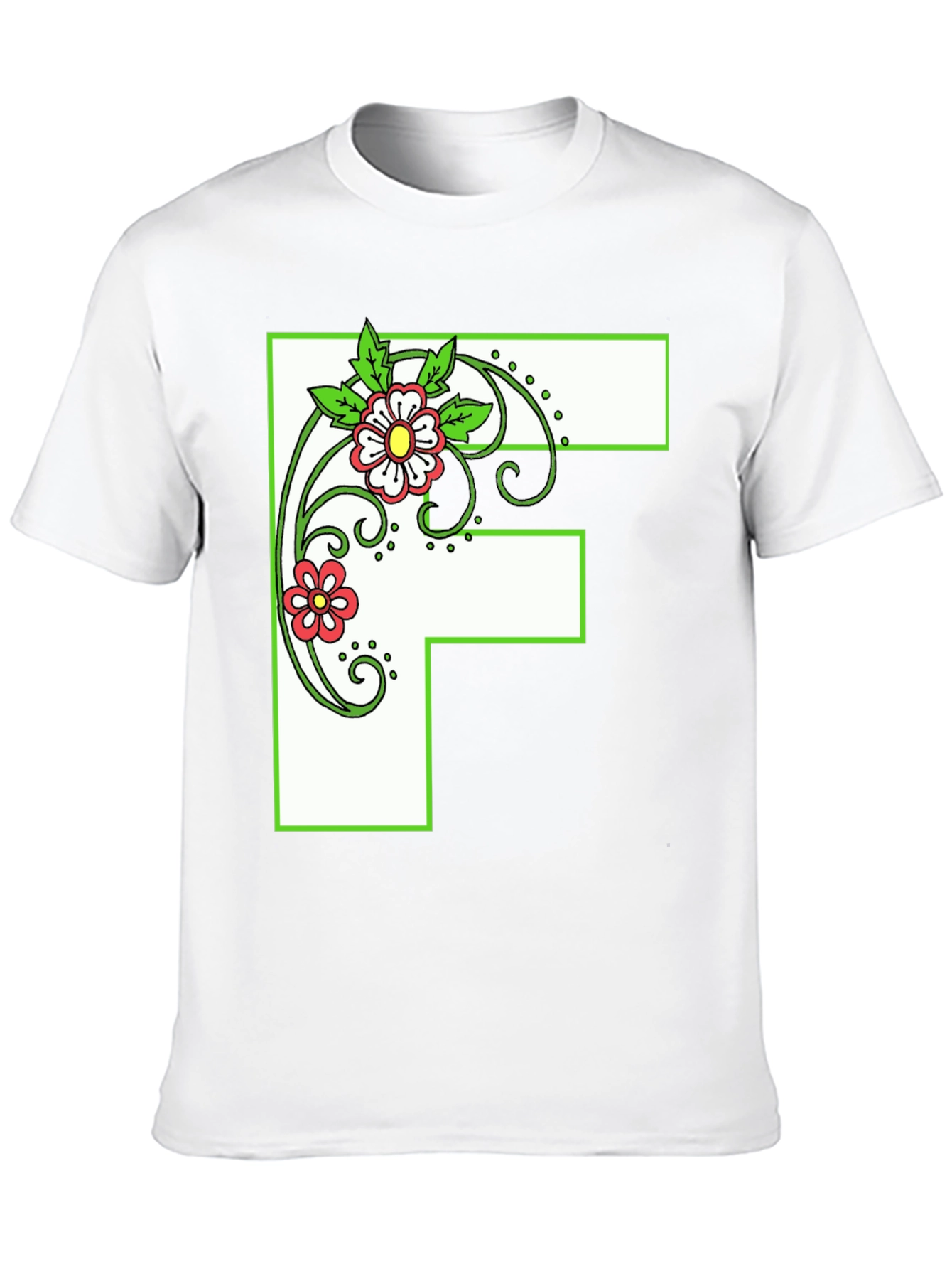 Floral Letter F Black T-Shirt