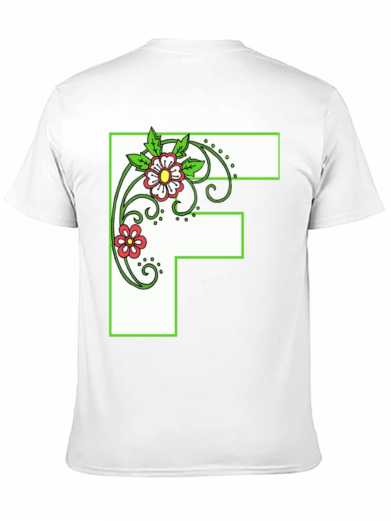 Floral Letter F Black T-Shirt