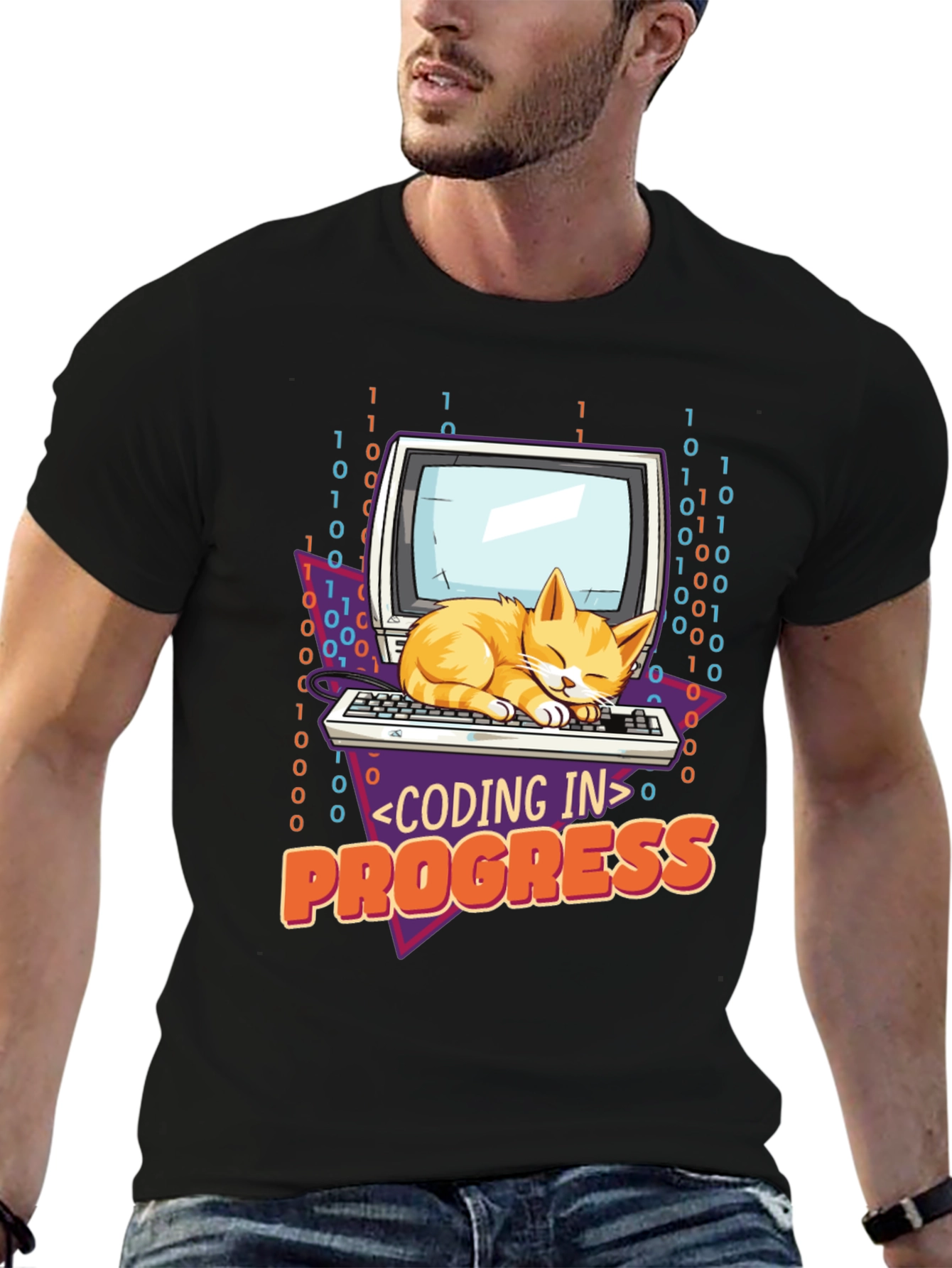 Coding Cat T-Shirt - Programmer in Progress Tee