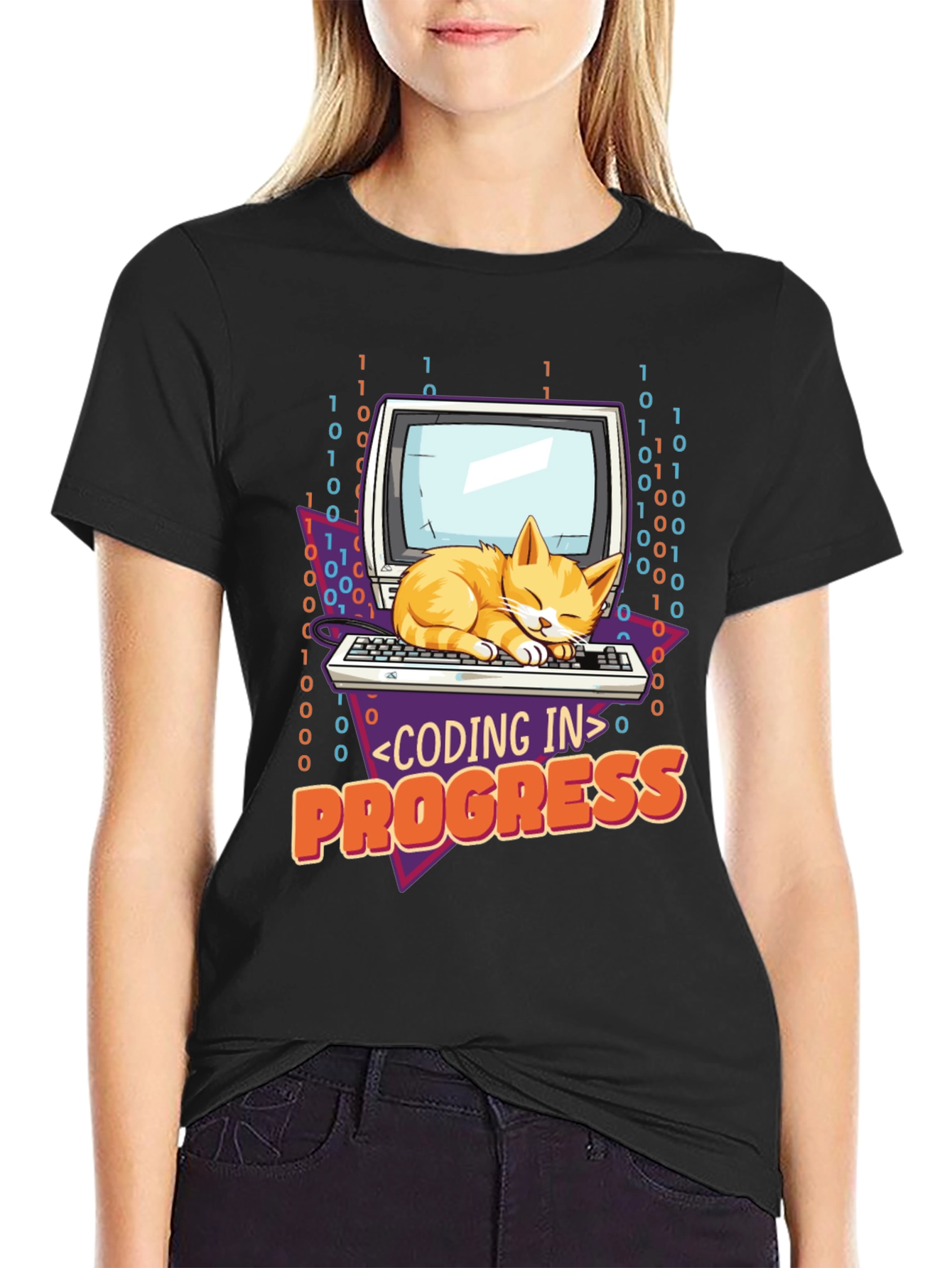 Coding Cat T-Shirt - Programmer in Progress Tee