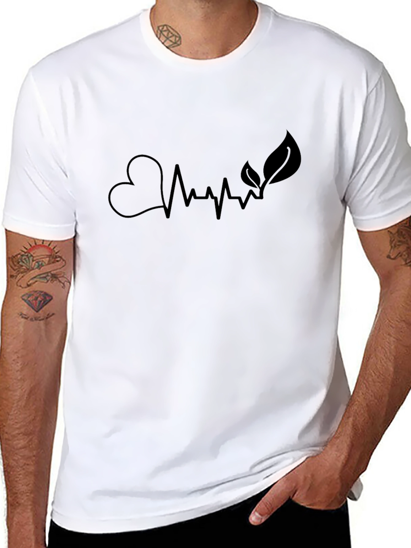 Heartbeat Nature Graphic Black T-Shirt