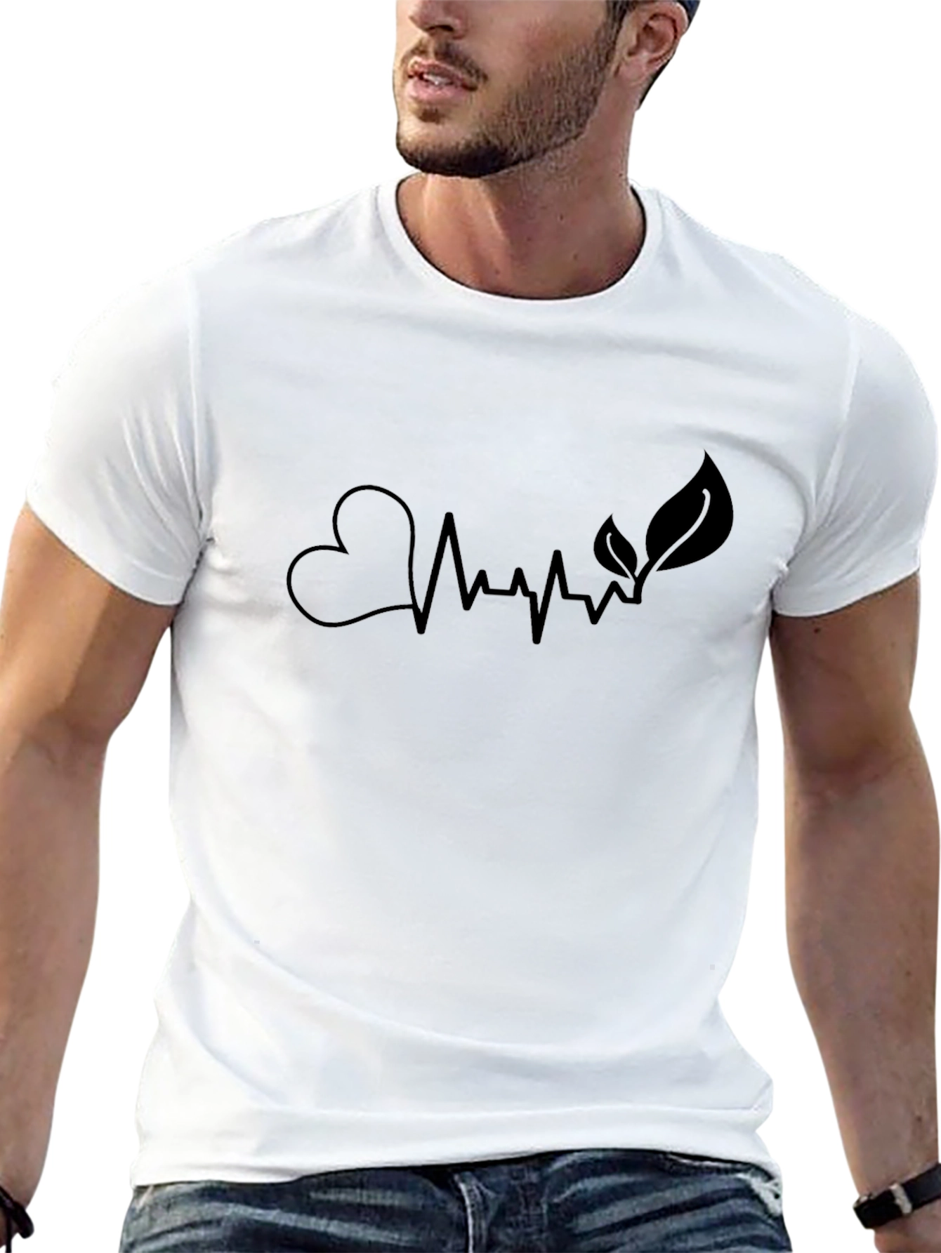 Heartbeat Nature Graphic Black T-Shirt