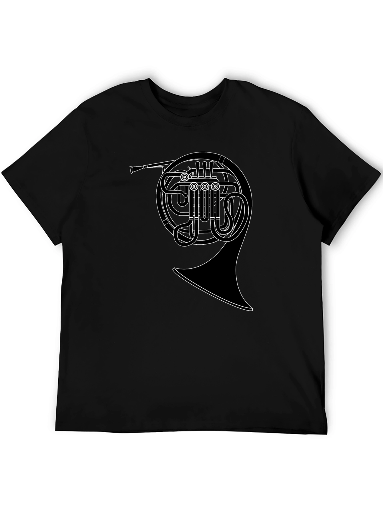 French Horn Graphic Tee - Musicians Black T-Shirt