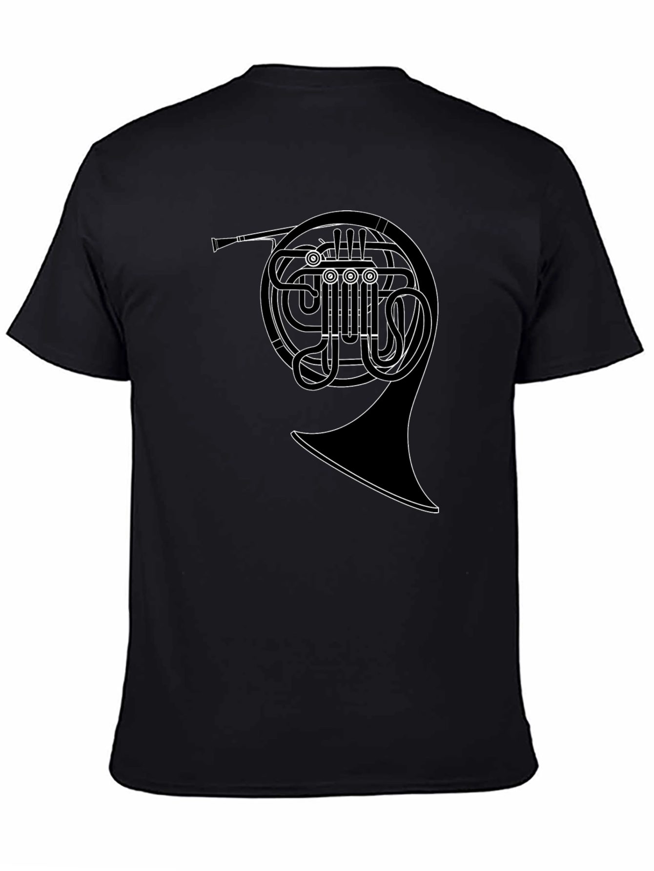 French Horn Graphic Tee - Musicians Black T-Shirt