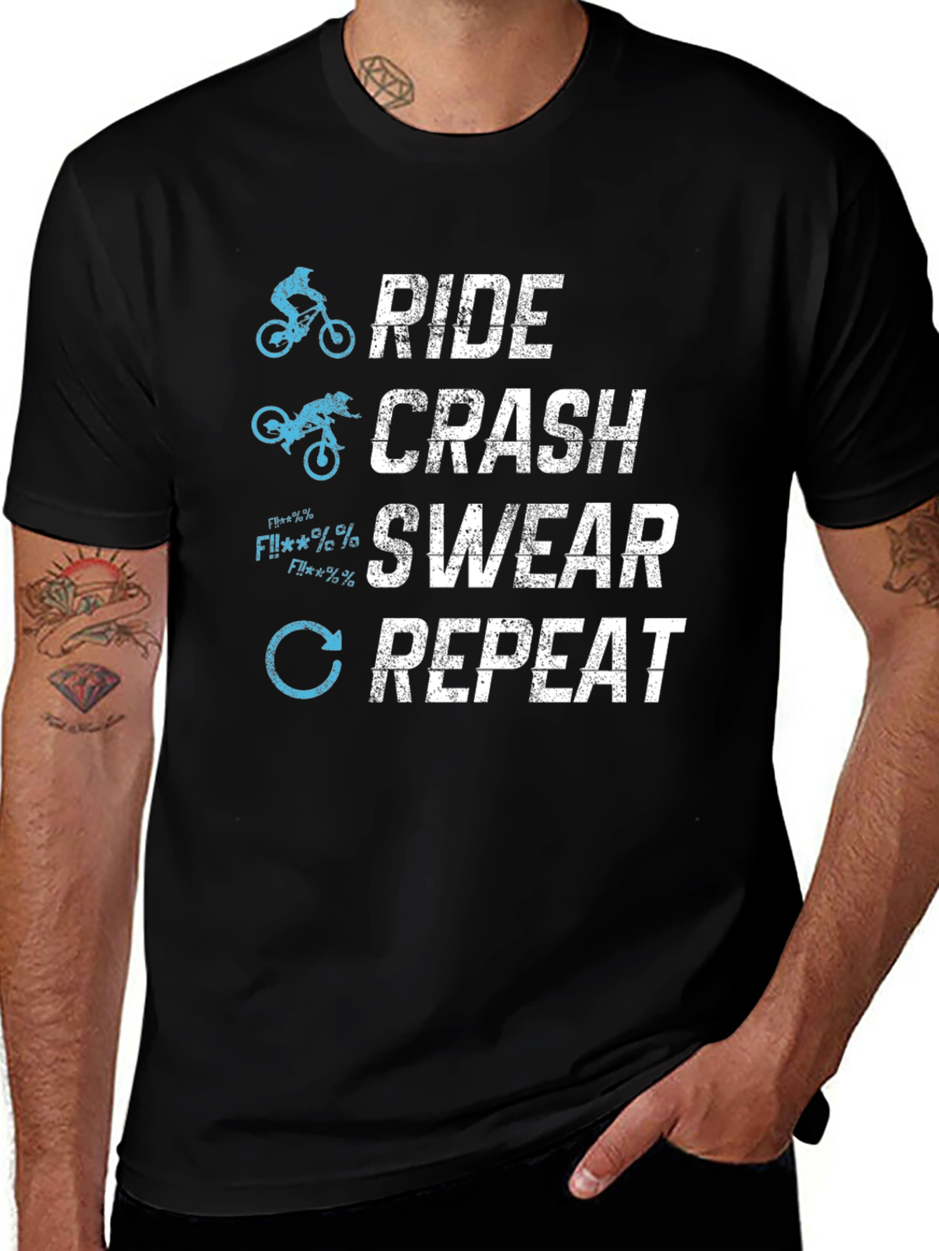 Ride Crash Swear Repeat T-Shirt - Mountain Biking