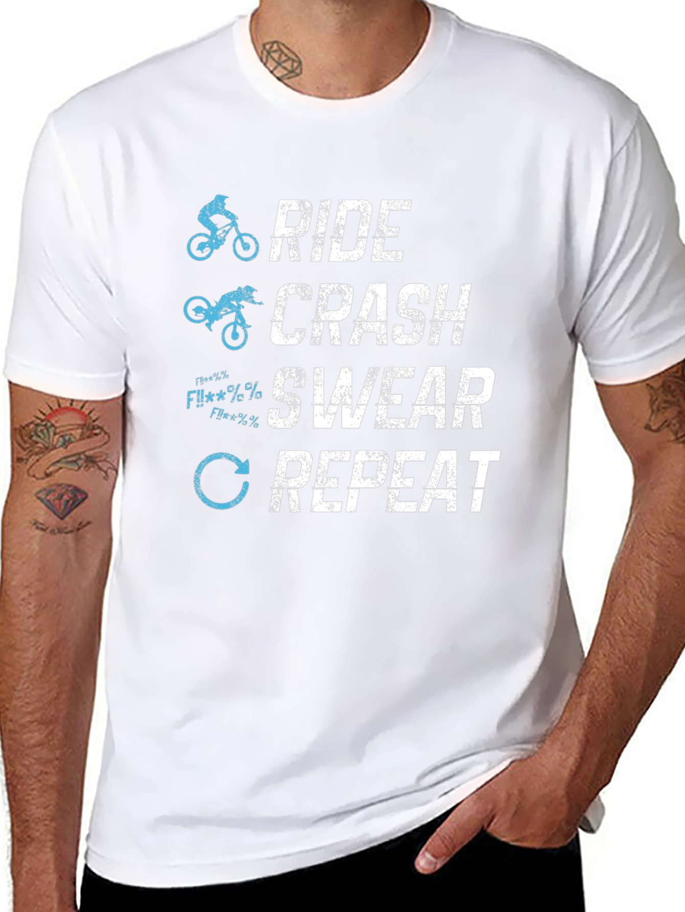 Ride Crash Swear Repeat T-Shirt - Mountain Biking
