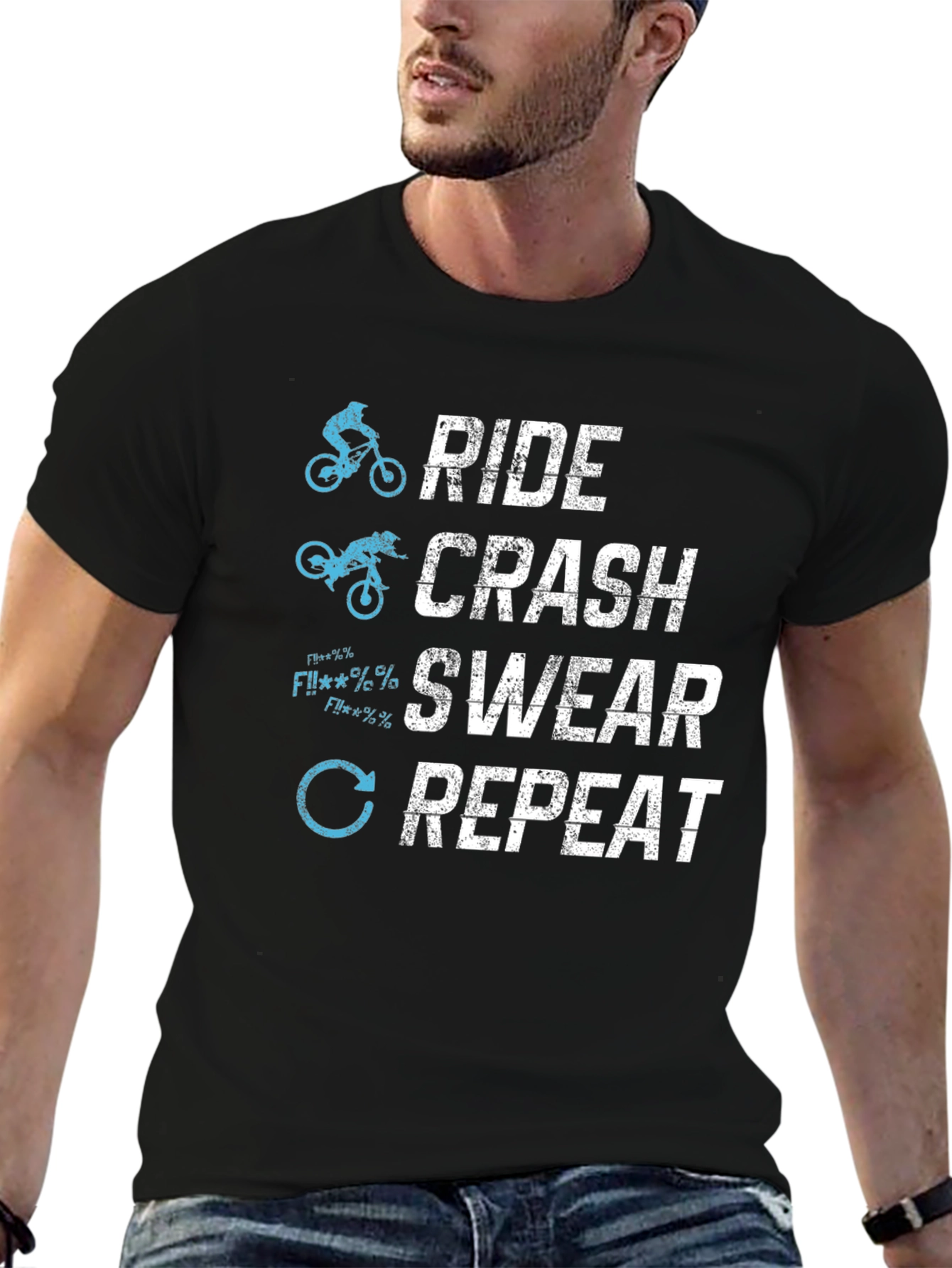 Ride Crash Swear Repeat T-Shirt - Mountain Biking