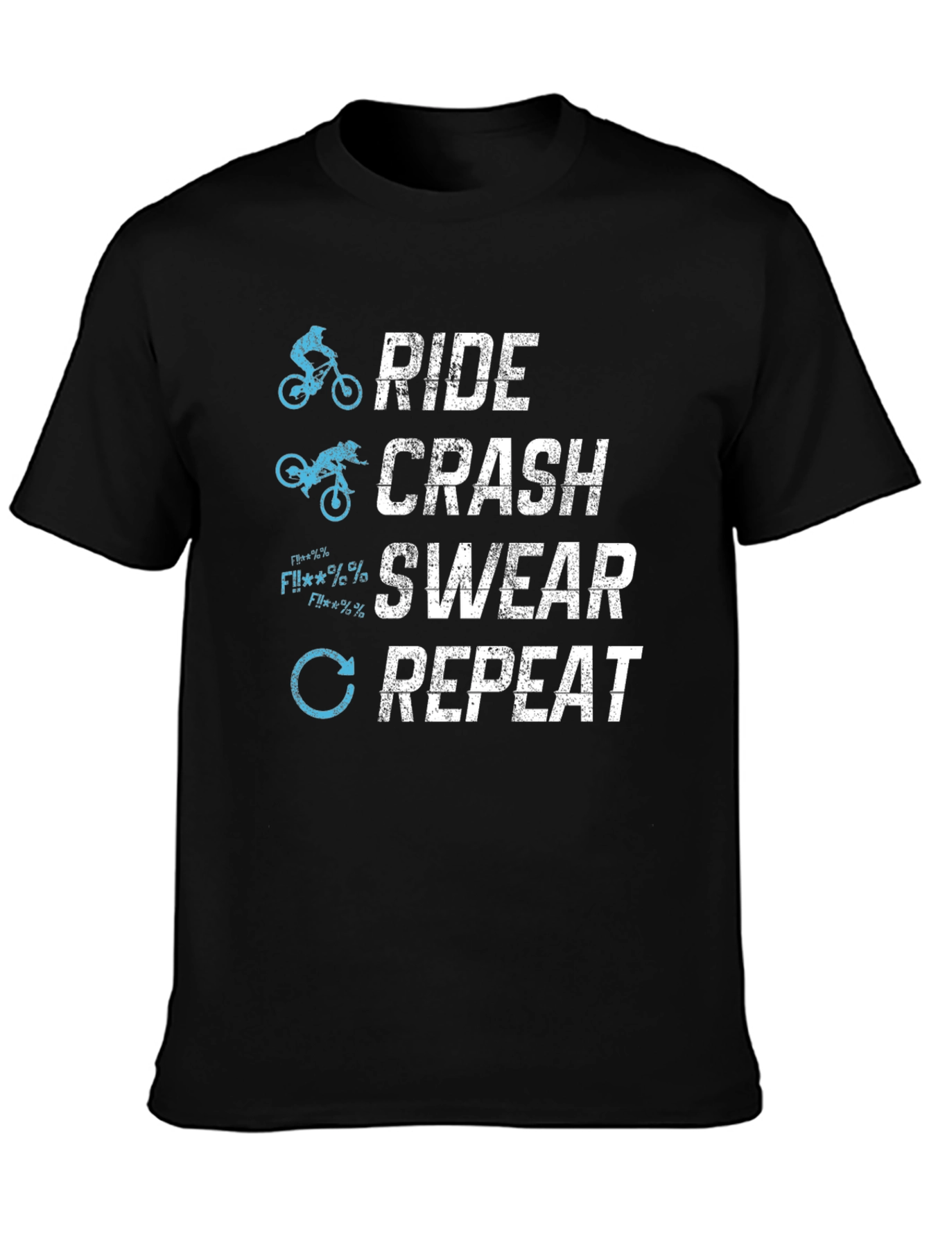 Ride Crash Swear Repeat T-Shirt - Mountain Biking