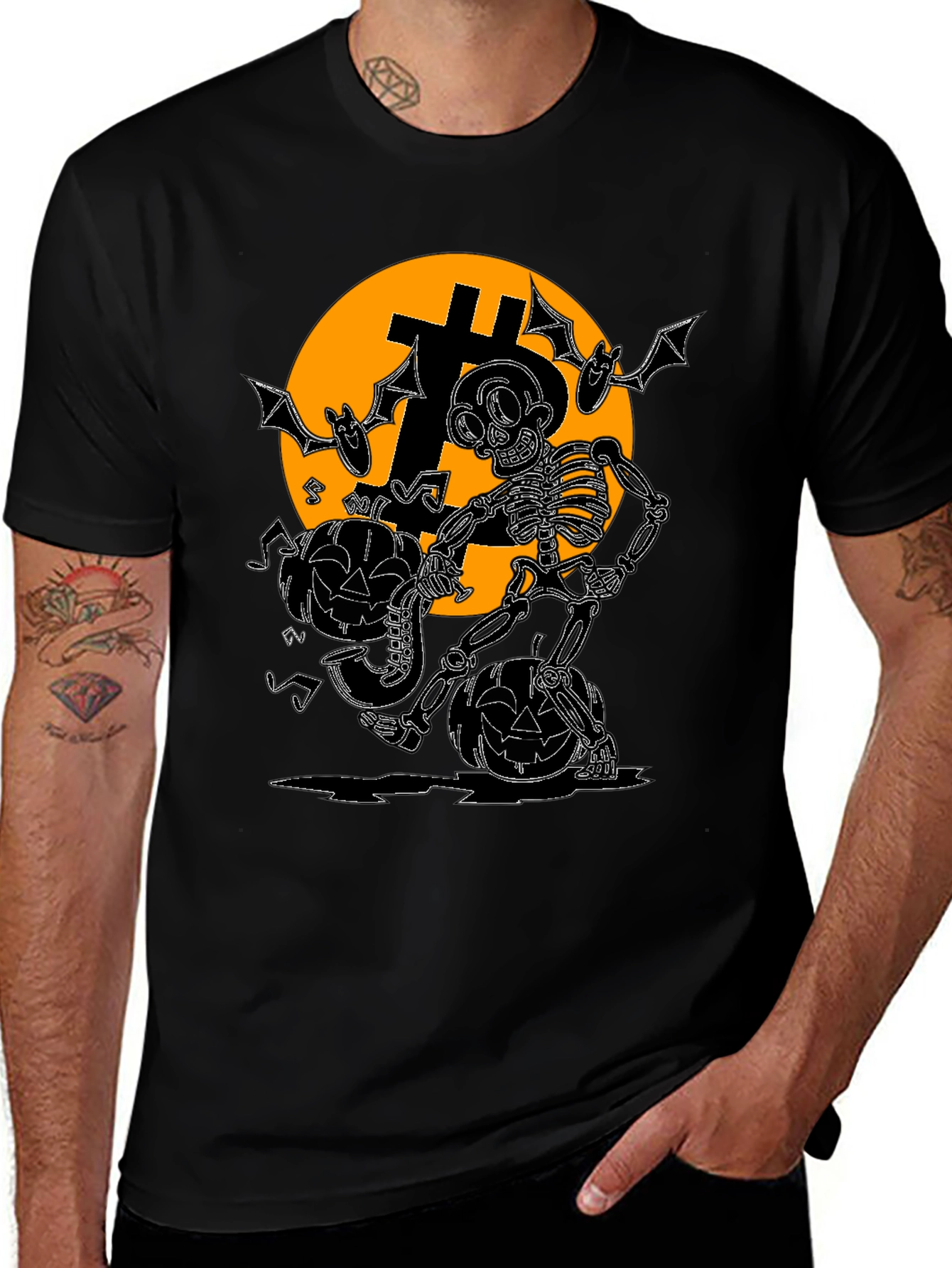 Bitcoin Halloween Skeleton T-Shirt - Crypto Spooky Tee