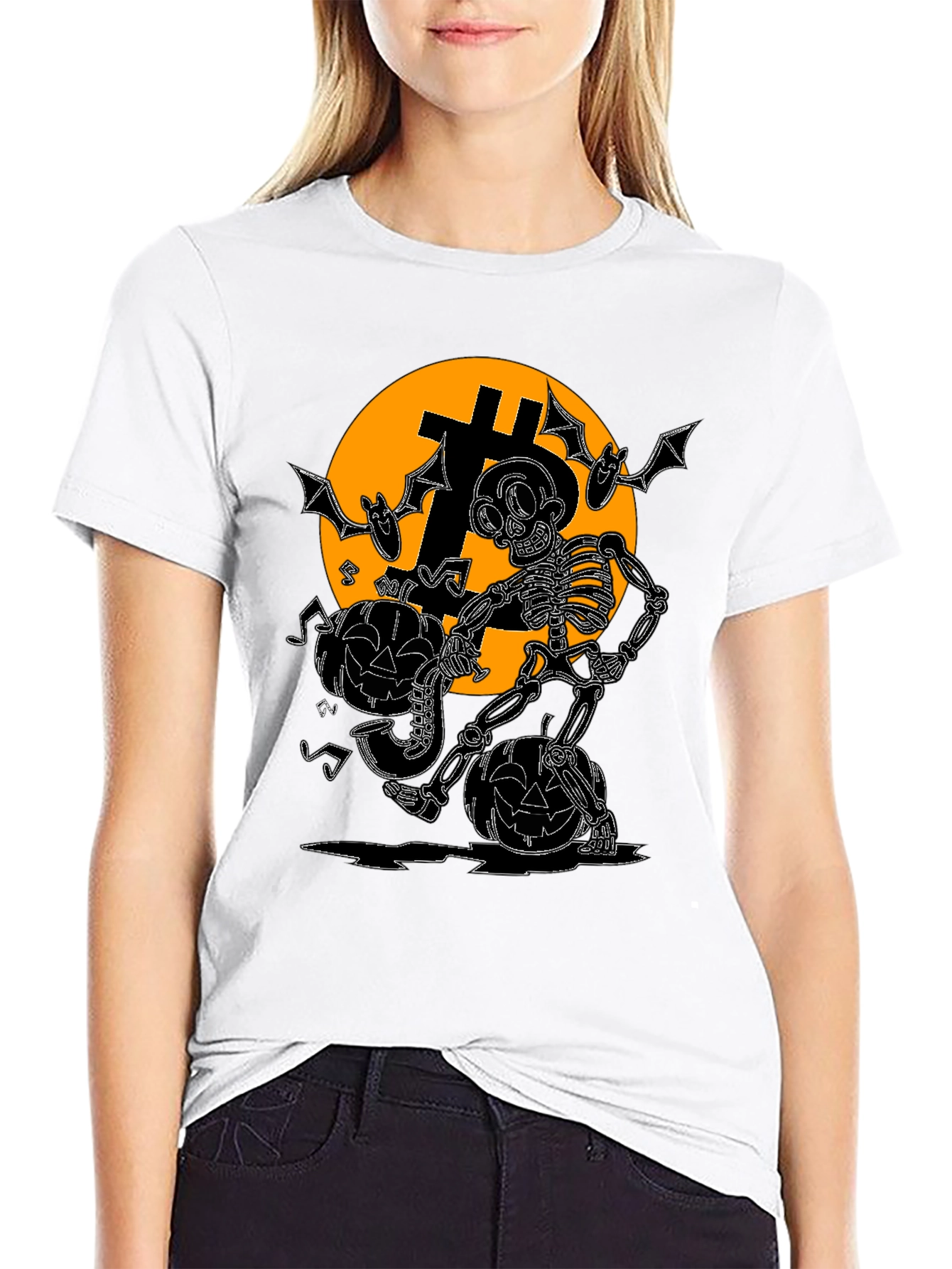 Bitcoin Halloween Skeleton T-Shirt - Crypto Spooky Tee
