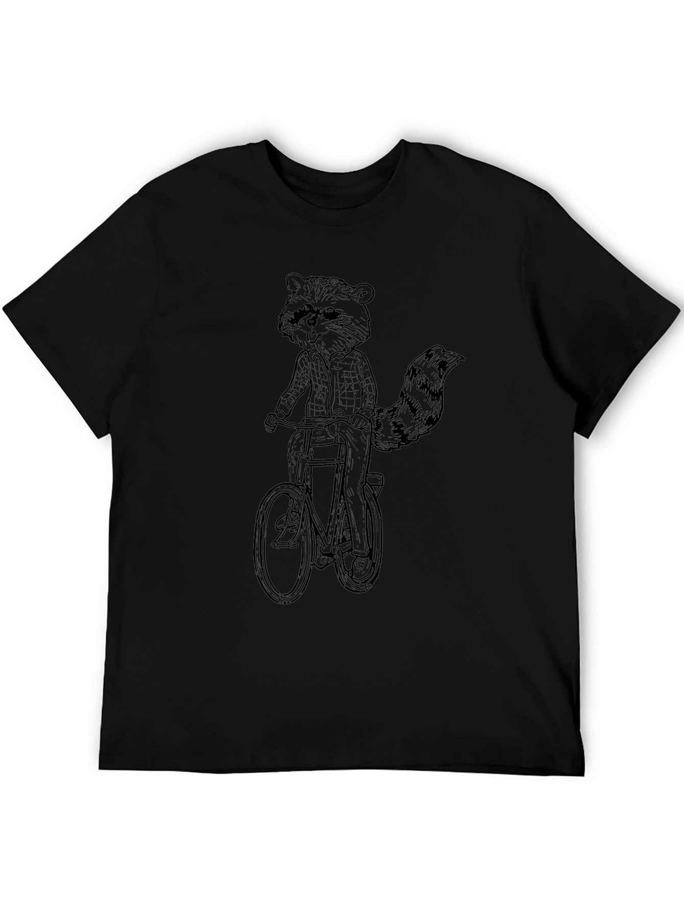 Raccoon on Bike Graphic Tee - Quirky Black T-Shirt