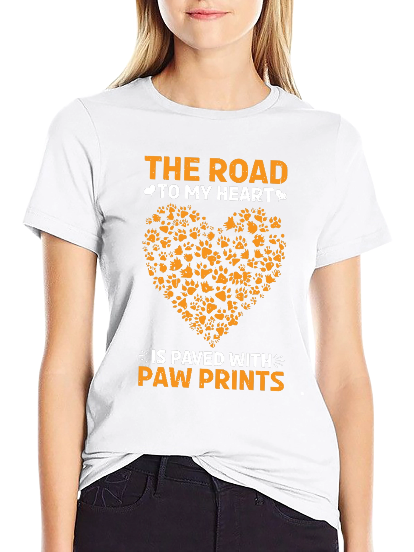 Paw Prints Heart T-Shirt - Road to My Heart