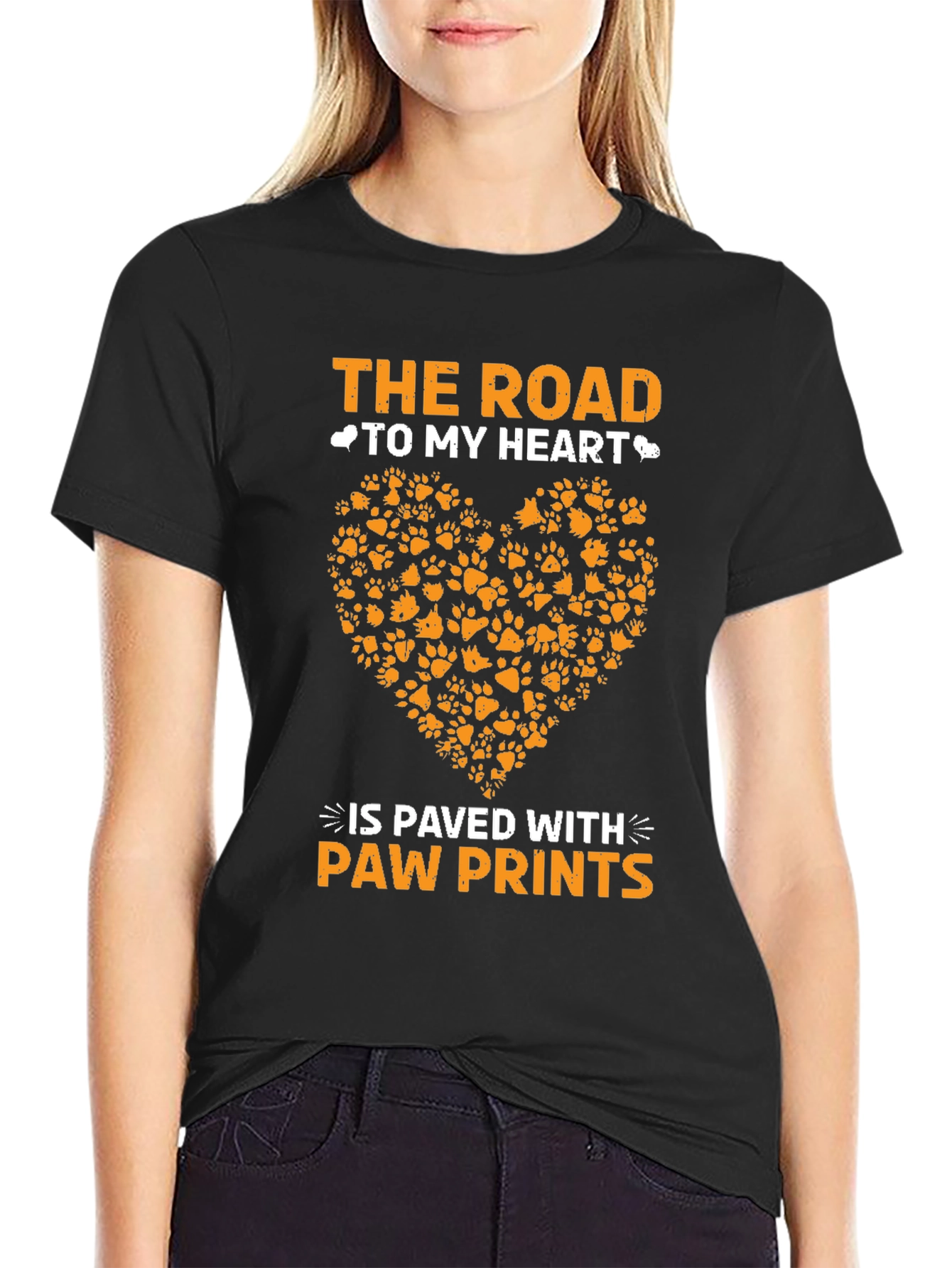 Paw Prints Heart T-Shirt - Road to My Heart