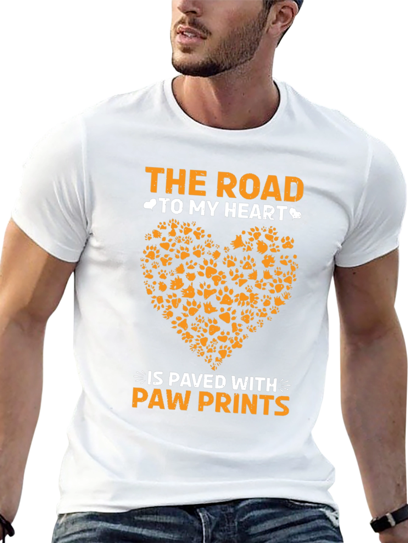 Paw Prints Heart T-Shirt - Road to My Heart