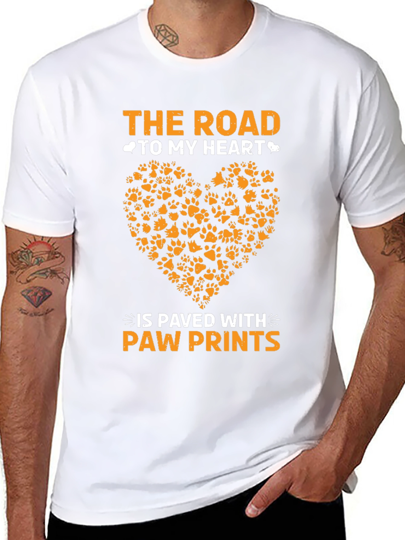 Paw Prints Heart T-Shirt - Road to My Heart