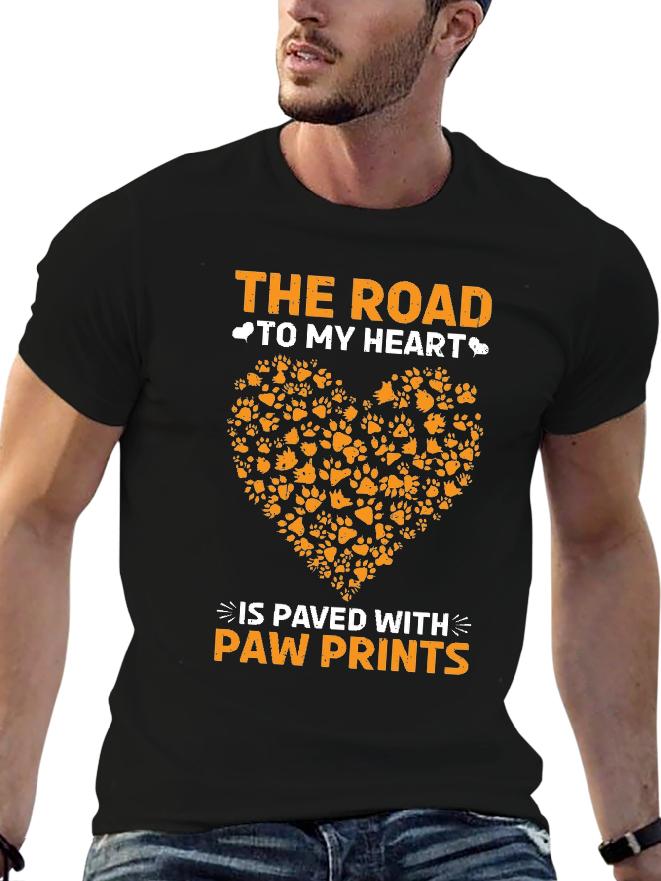 Paw Prints Heart T-Shirt - Road to My Heart