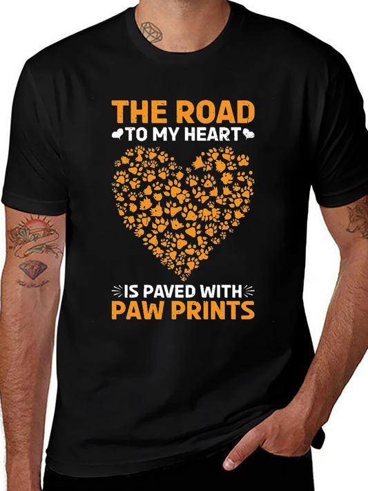 Paw Prints Heart T-Shirt - Road to My Heart