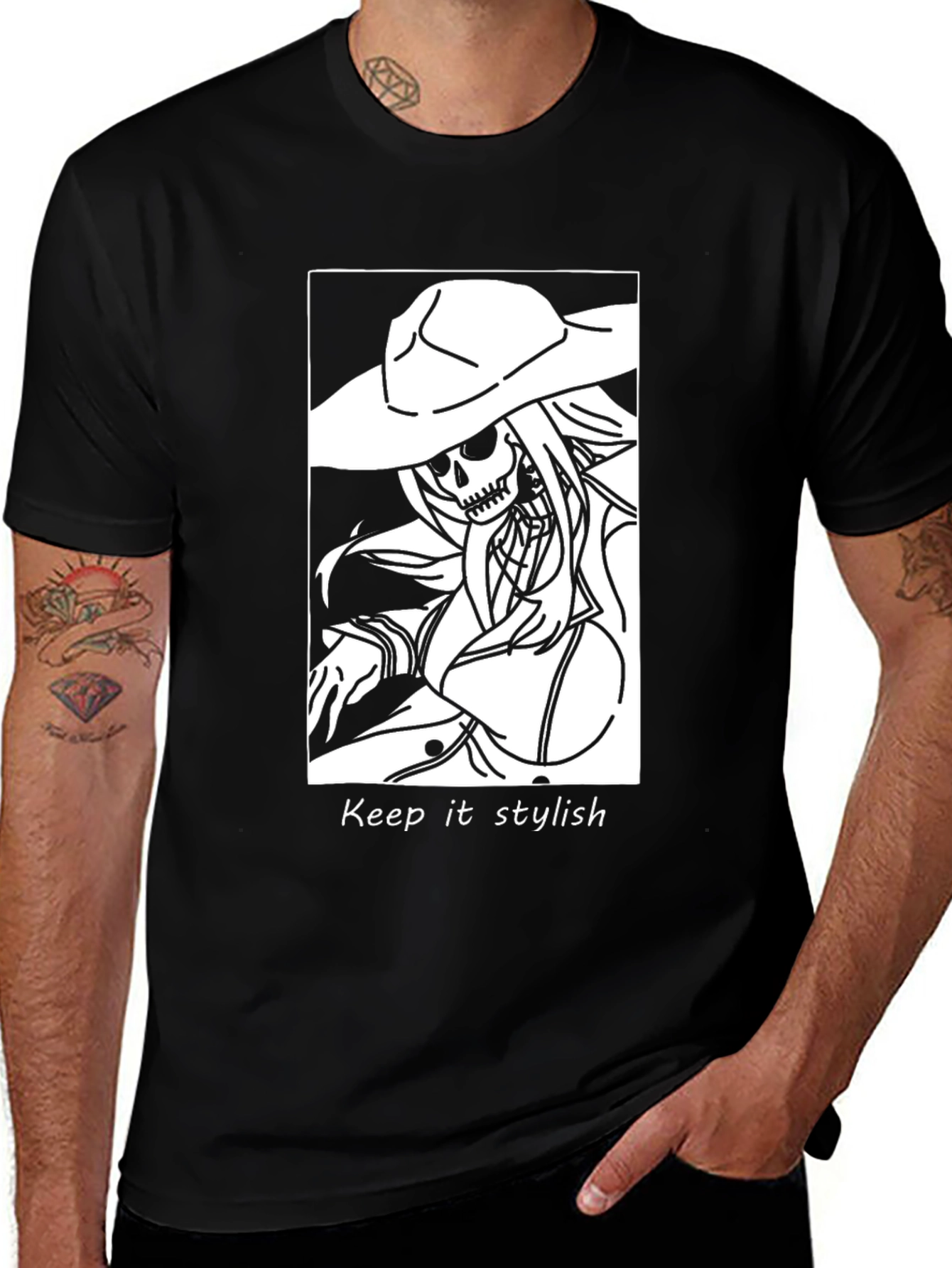 Stylish Skeleton Graphic Black T-Shirt