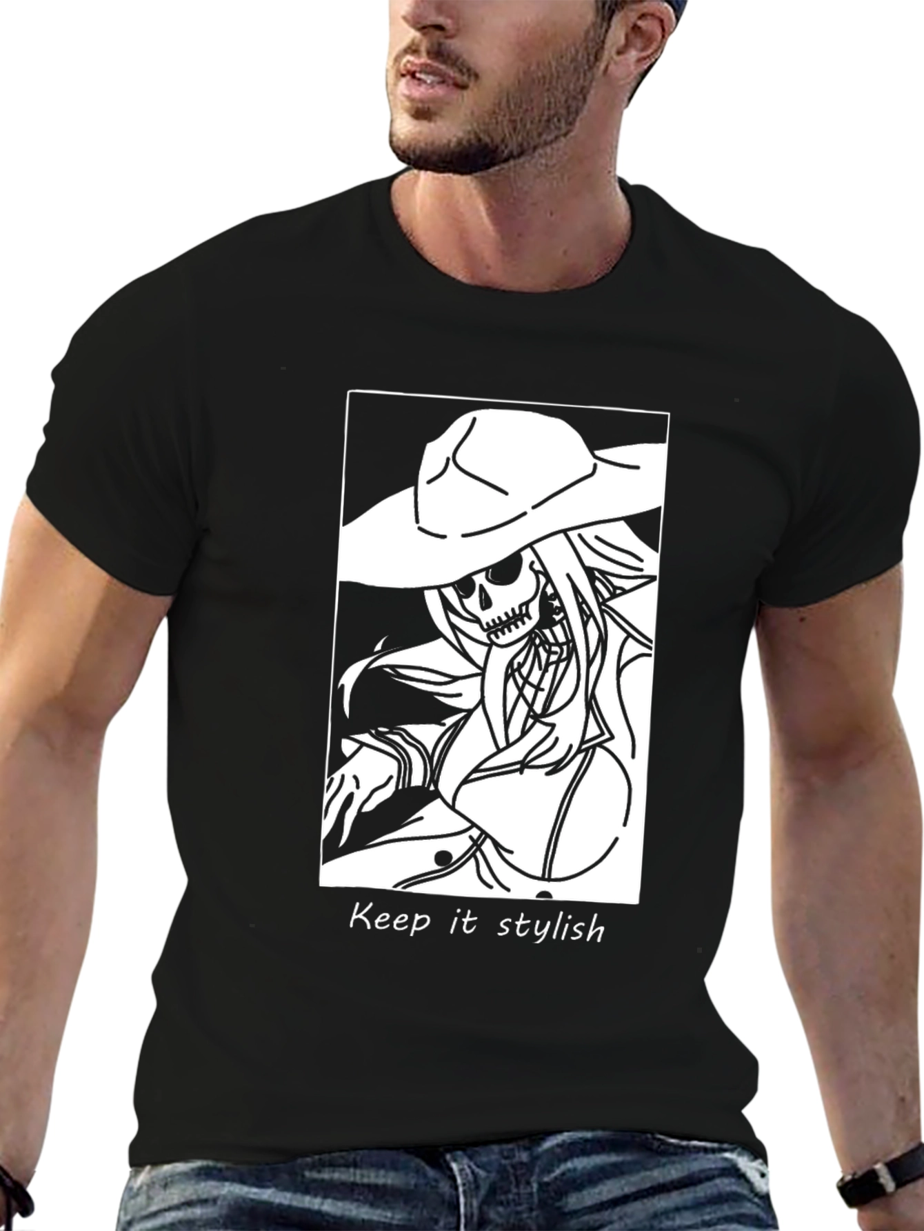 Stylish Skeleton Graphic Black T-Shirt