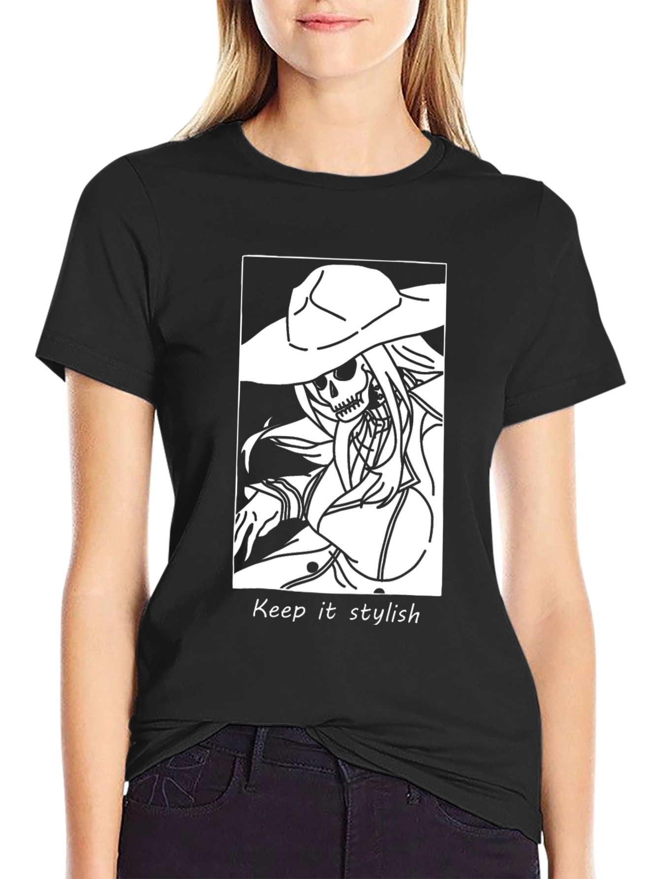 Stylish Skeleton Graphic Black T-Shirt