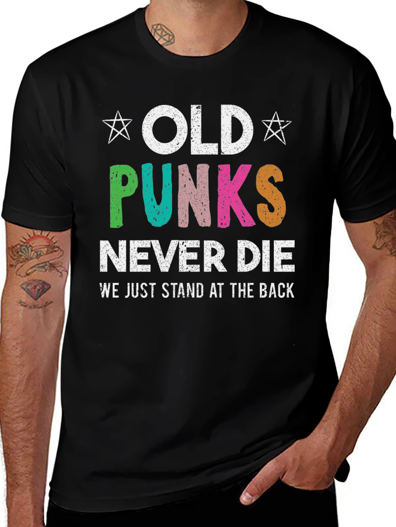 Old Punks Never Die T-Shirt - Black Cotton Tee