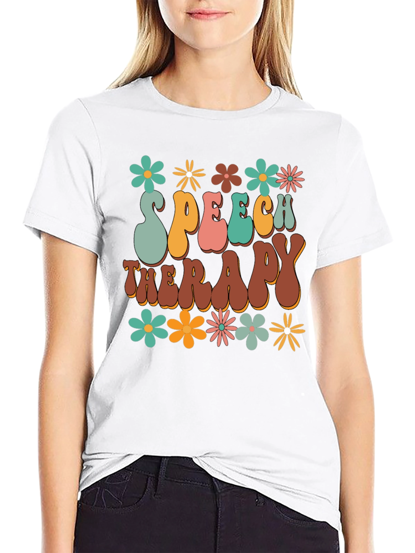 Speech Therapy Retro Floral Graphic Tee
