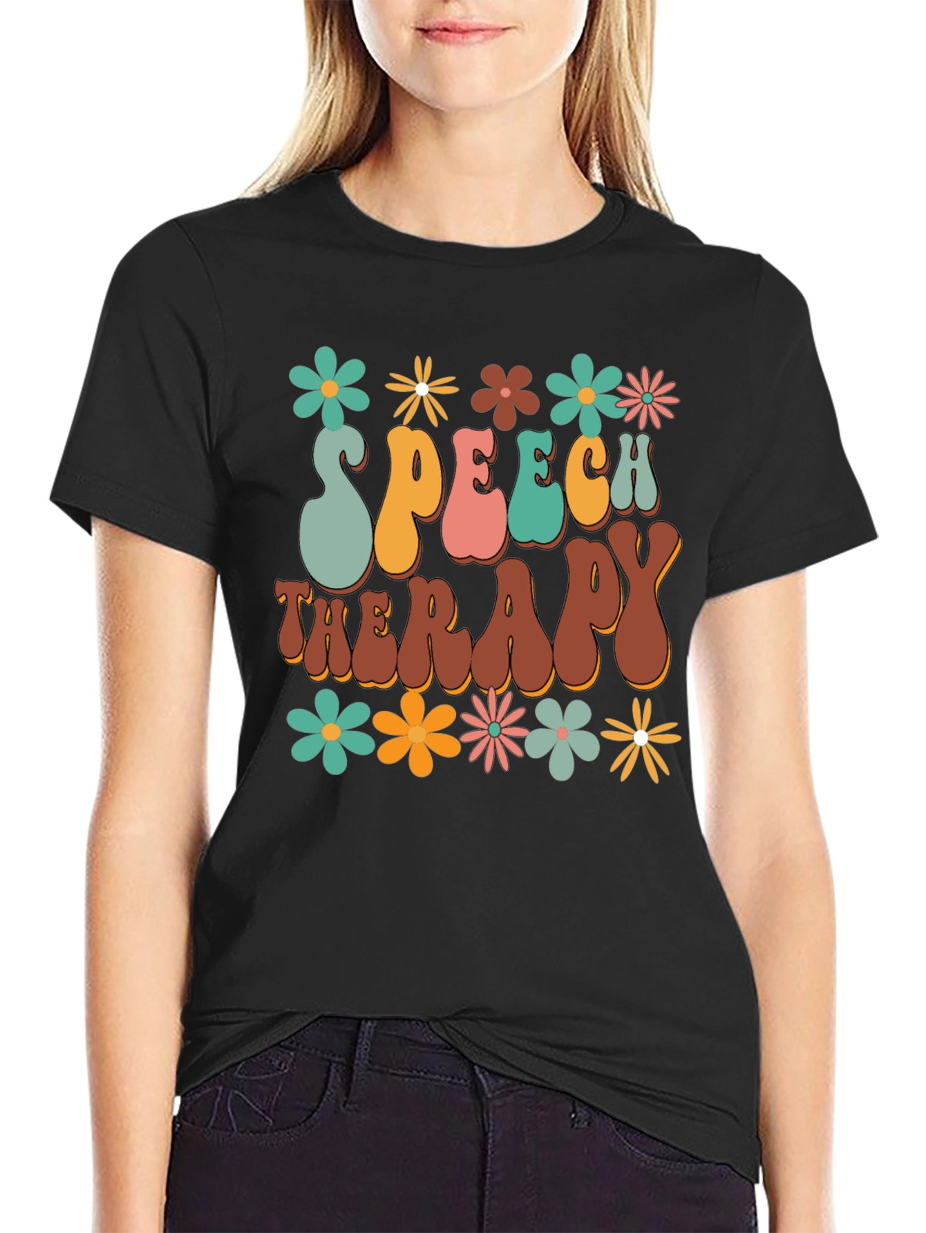 Speech Therapy Retro Floral Graphic Tee