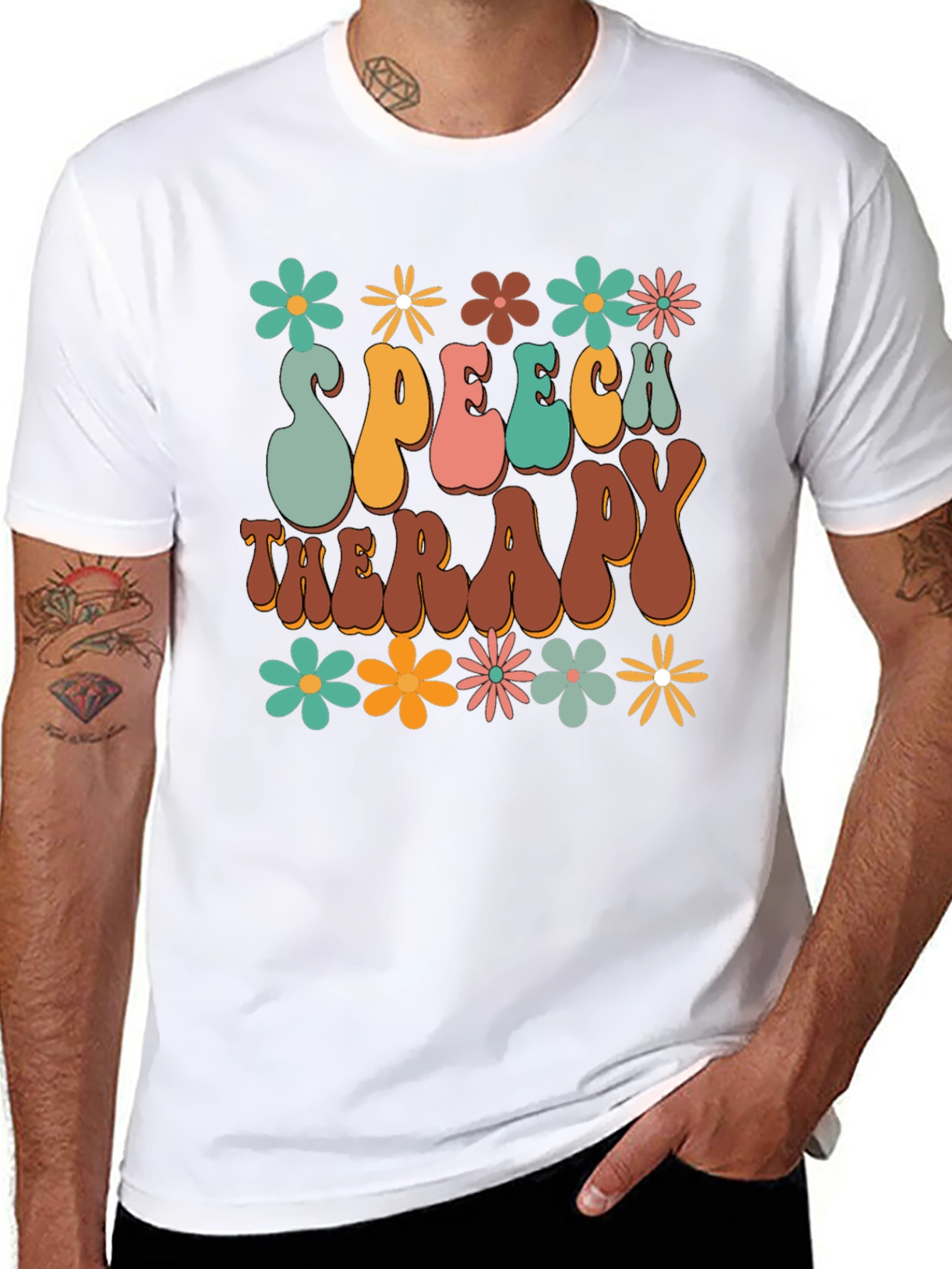 Speech Therapy Retro Floral Graphic Tee