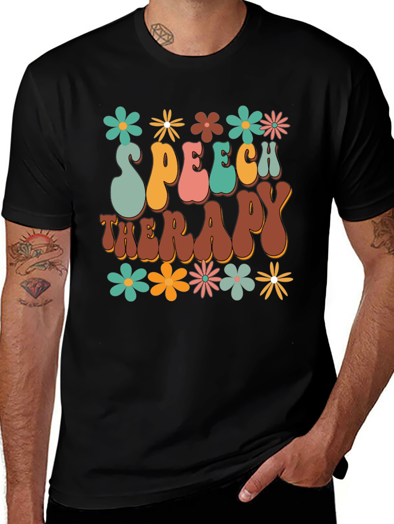 Speech Therapy Retro Floral Graphic Tee
