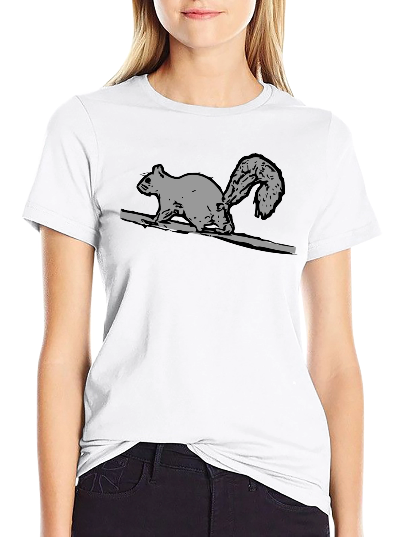 Squirrel Graphic Tee - Black Cotton Comfort