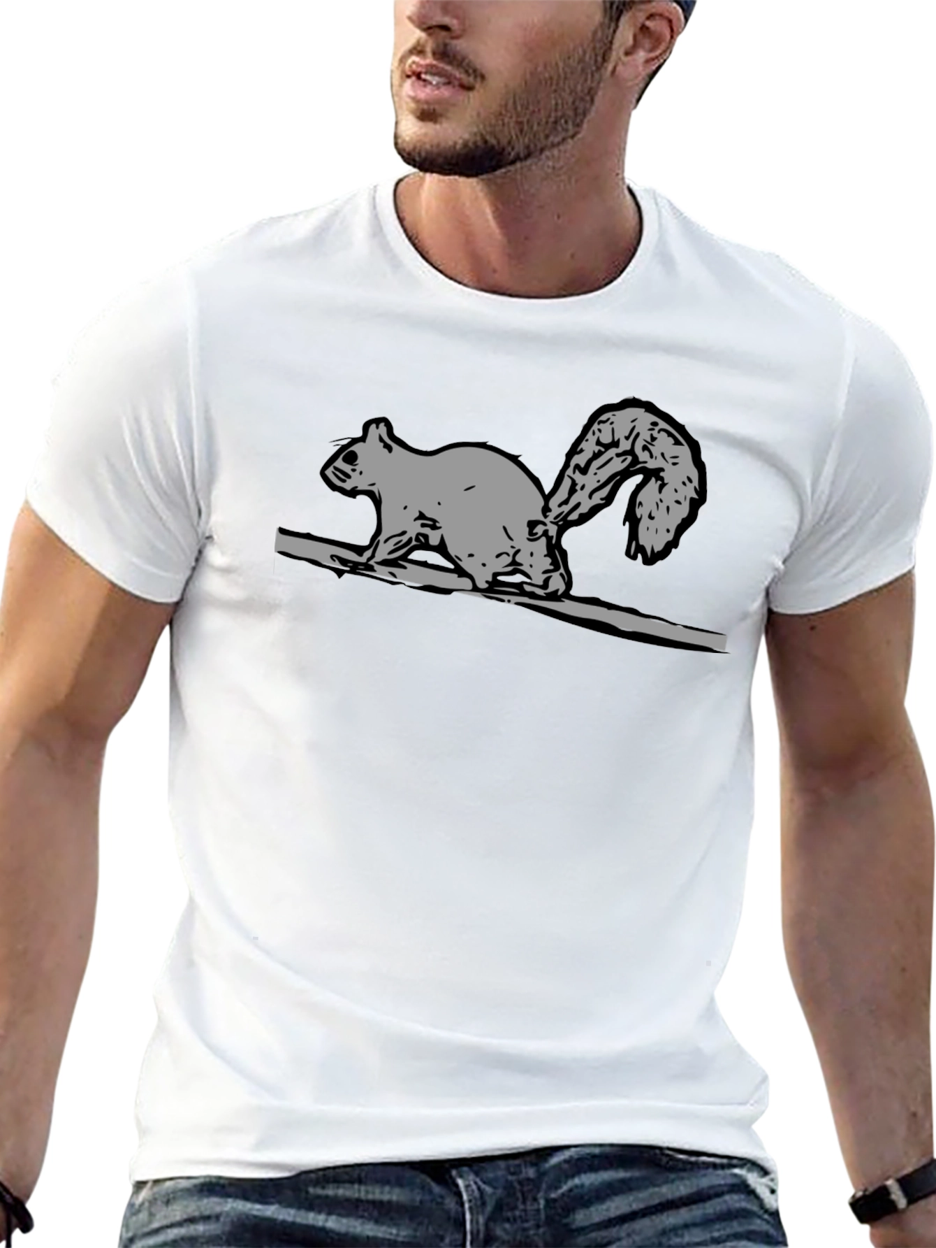 Squirrel Graphic Tee - Black Cotton Comfort