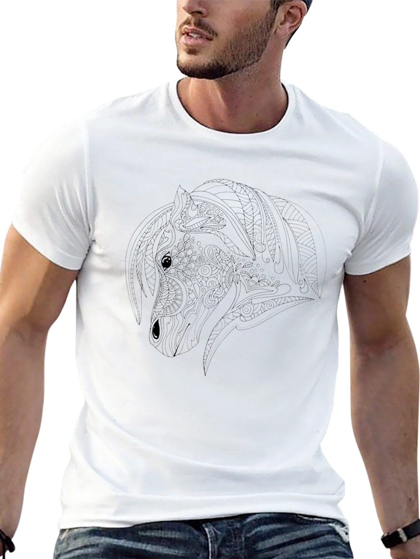 Mens Black Horse Graphic Tee