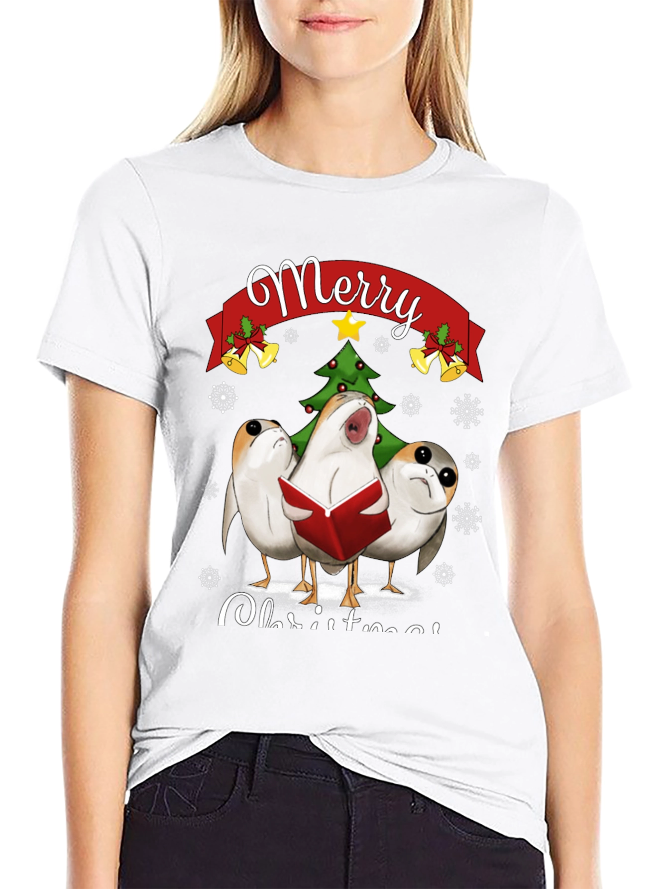 Star Wars Porgs Merry Christmas Graphic T-Shirt