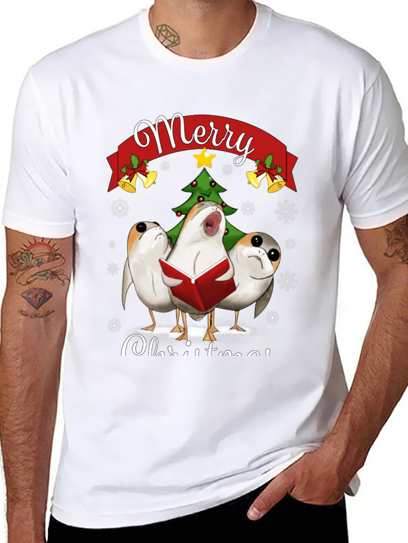 Star Wars Porgs Merry Christmas Graphic T-Shirt