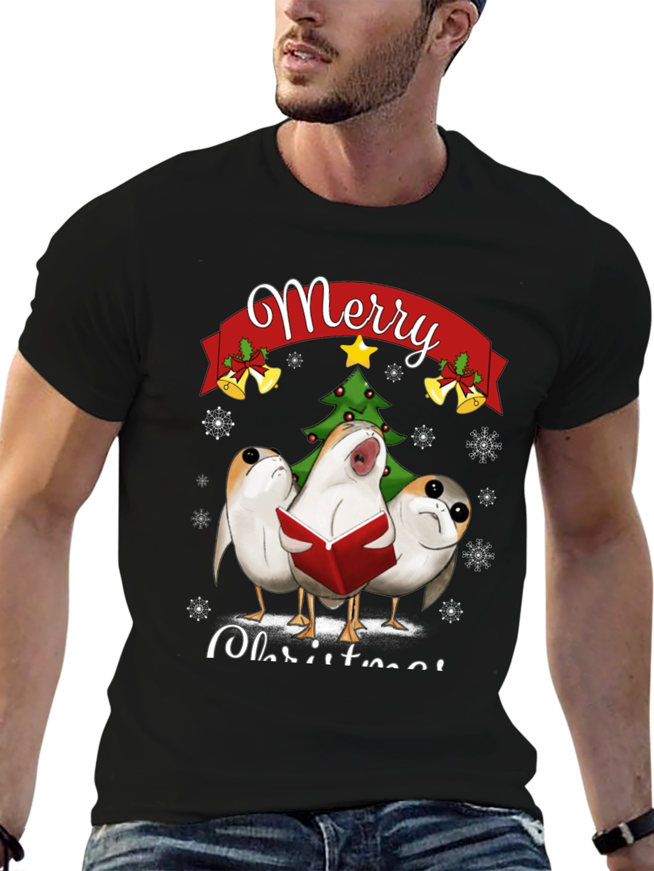 Star Wars Porgs Merry Christmas Graphic T-Shirt
