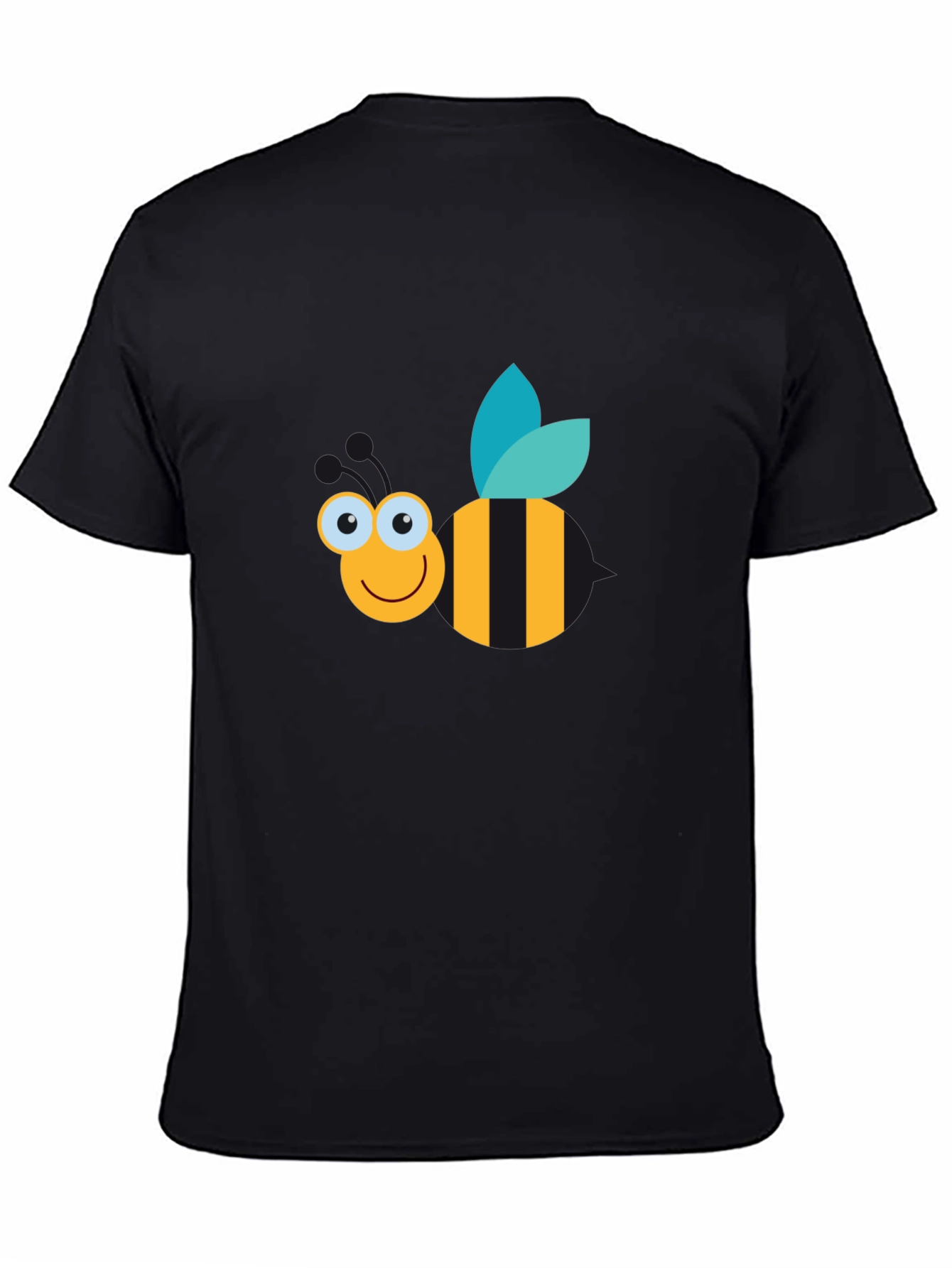 Cute Cartoon Bee Graphic Tee - Black
