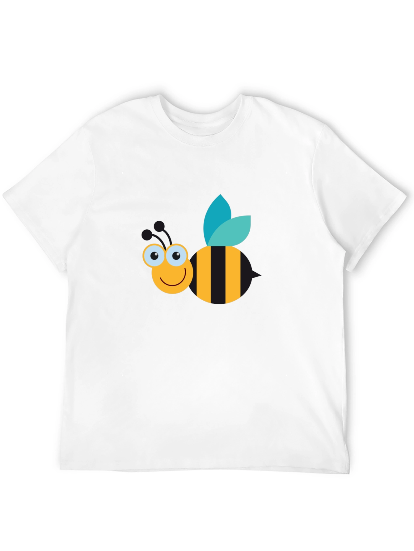 Cute Cartoon Bee Graphic Tee - Black