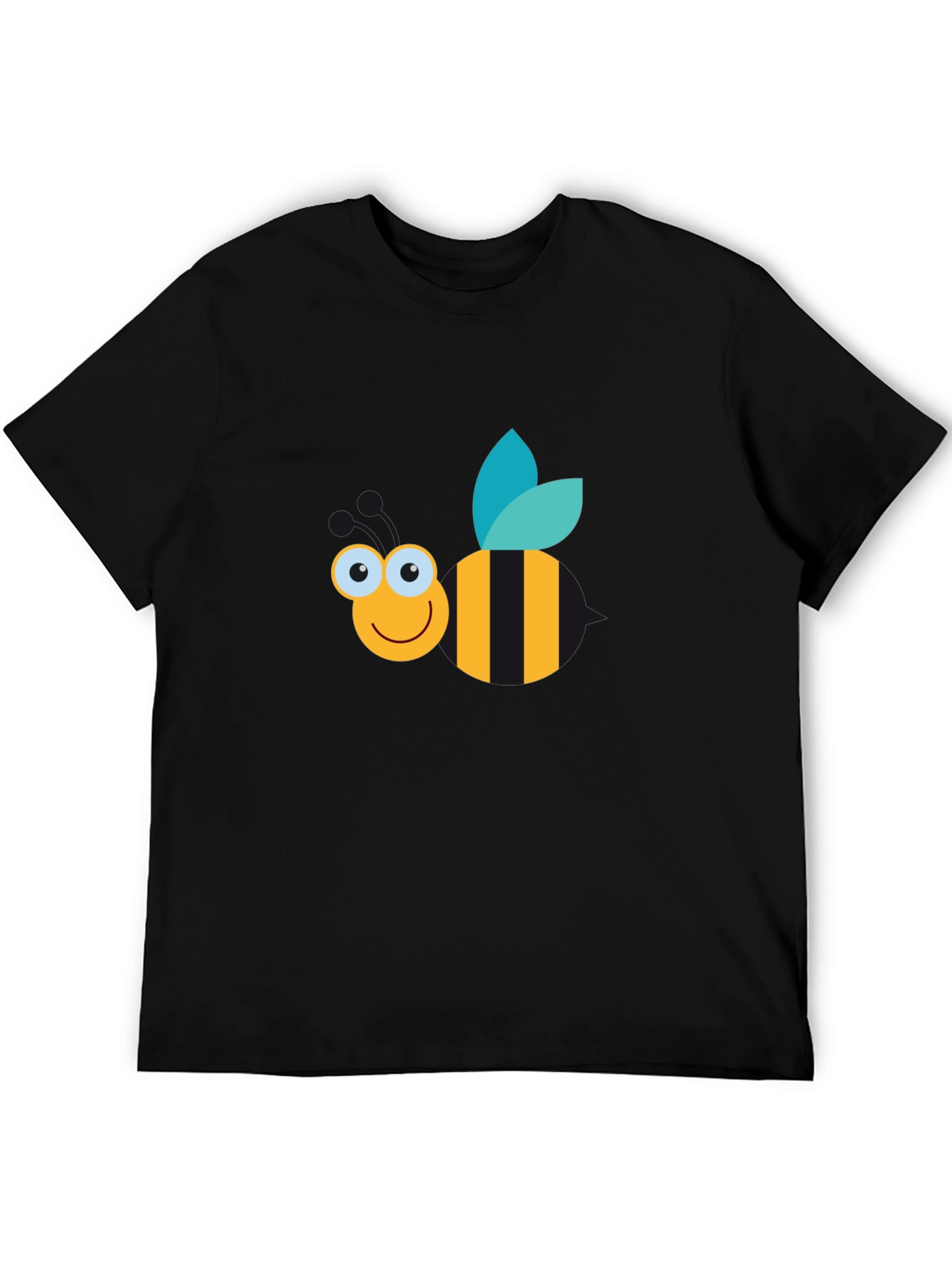 Cute Cartoon Bee Graphic Tee - Black