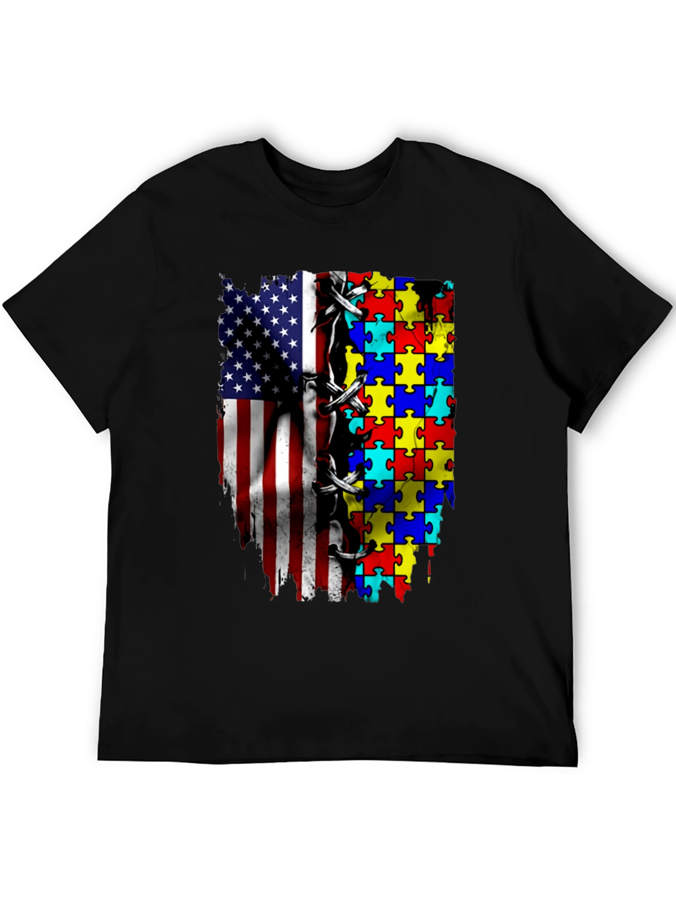 Autism Awareness USA Flag T-Shirt