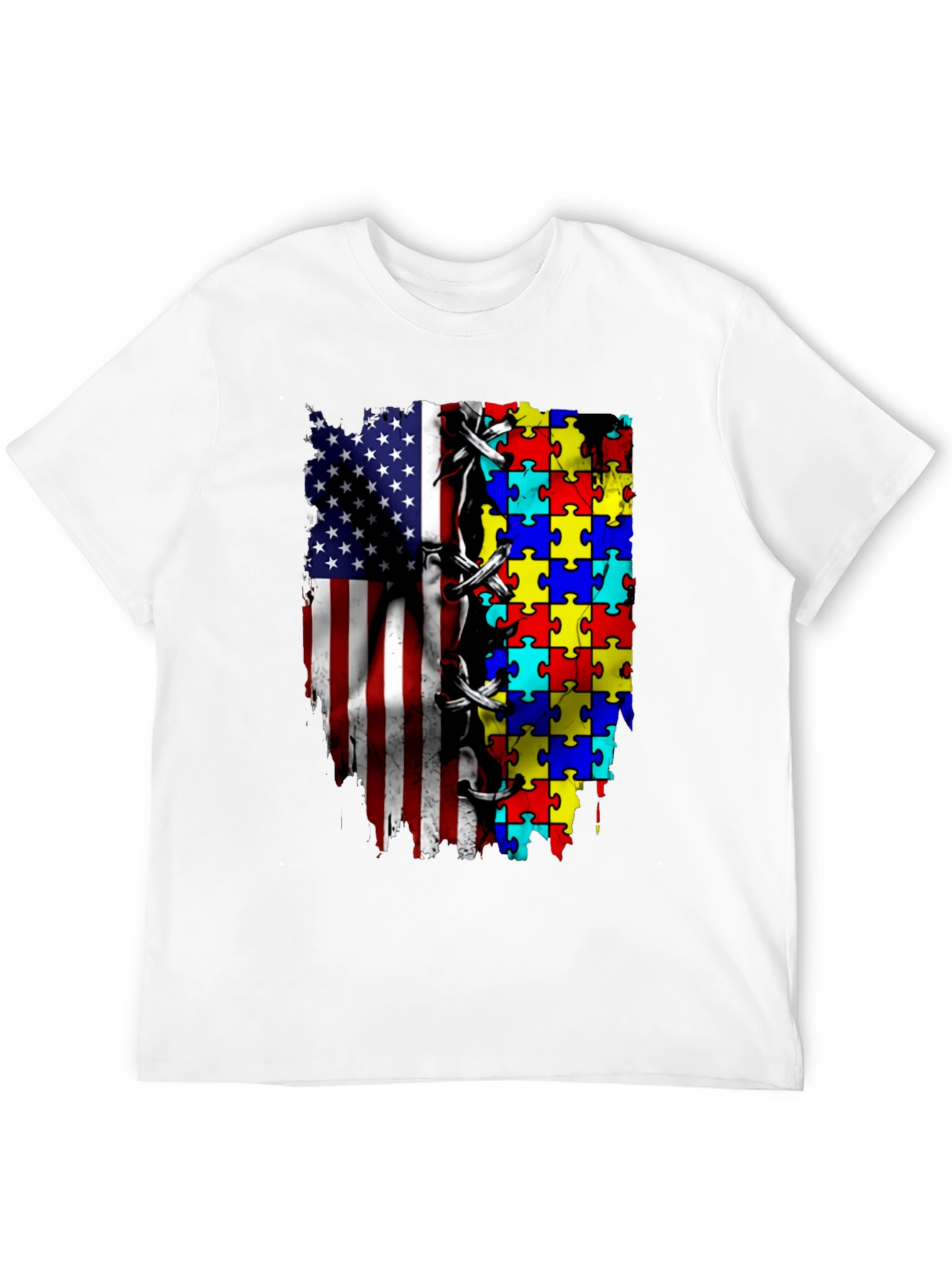 Autism Awareness USA Flag T-Shirt