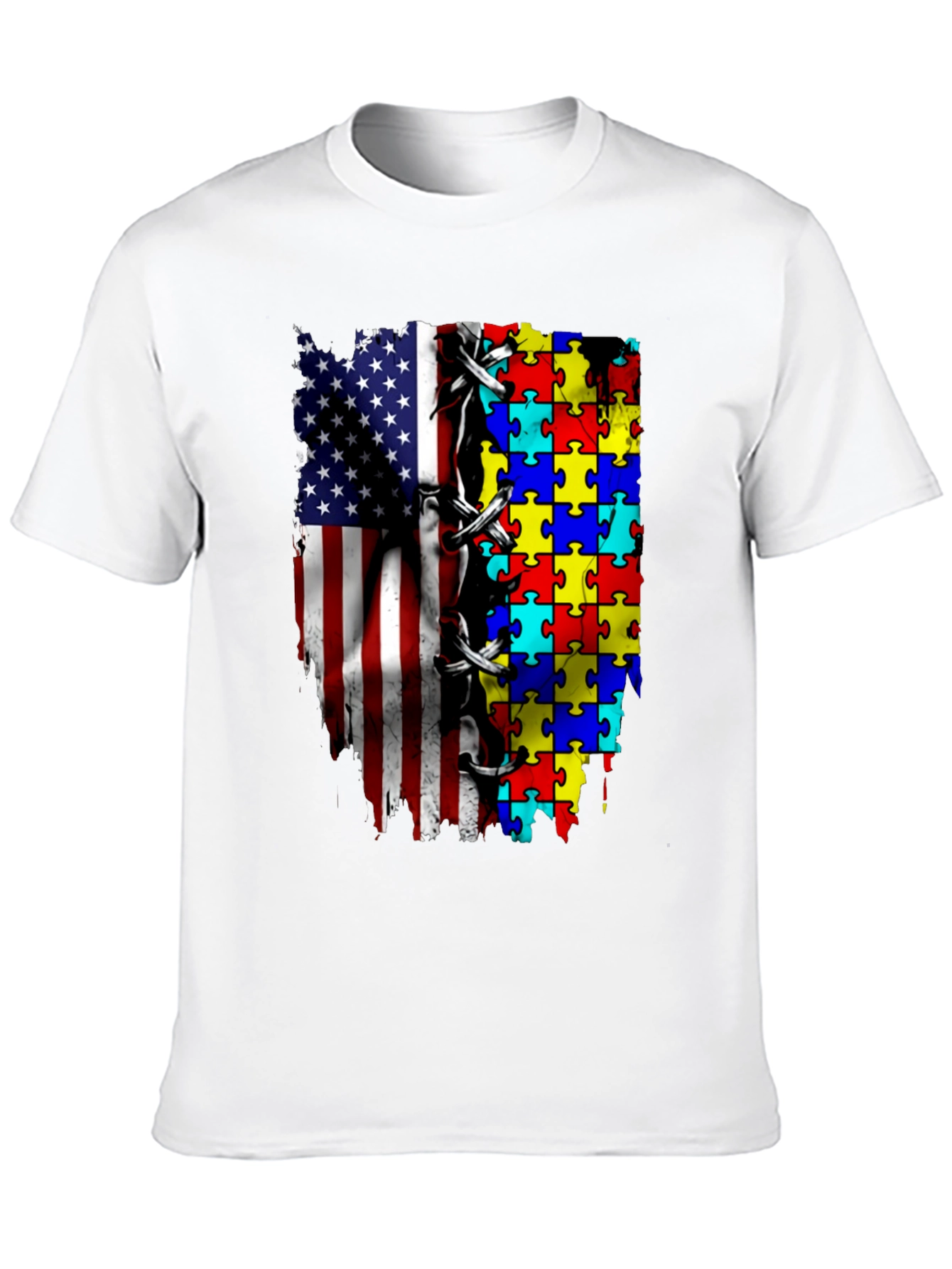 Autism Awareness USA Flag T-Shirt